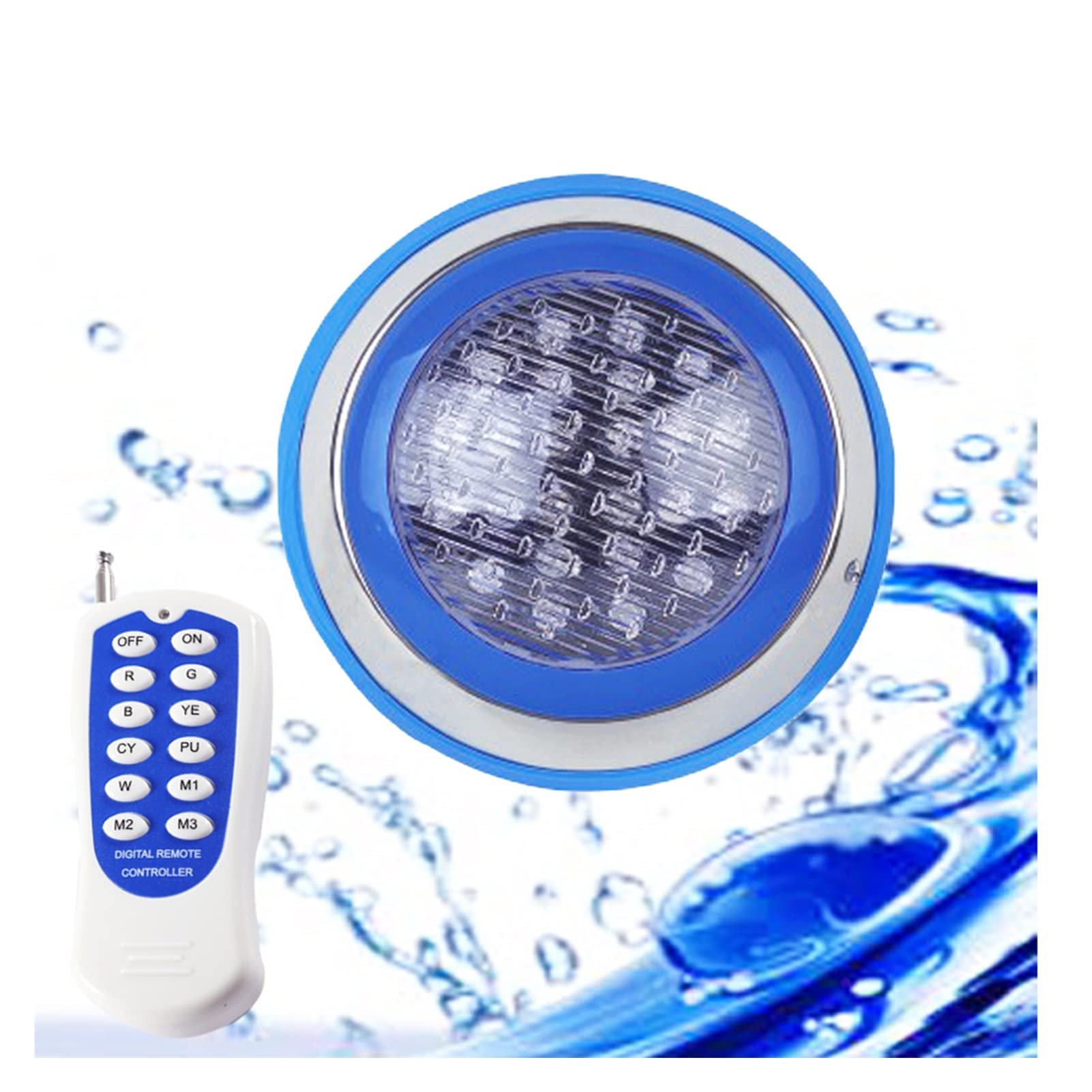 AFGZQ IP68 Waterproof LED Pool Light - 6W to 54W Underwater Swimming Pool Light with 12V/24V Stainless Steel Housing | 12-Key Color Changing Remote | Perfect for Inground Pools, Spas, Fountains & Backyard Water Features