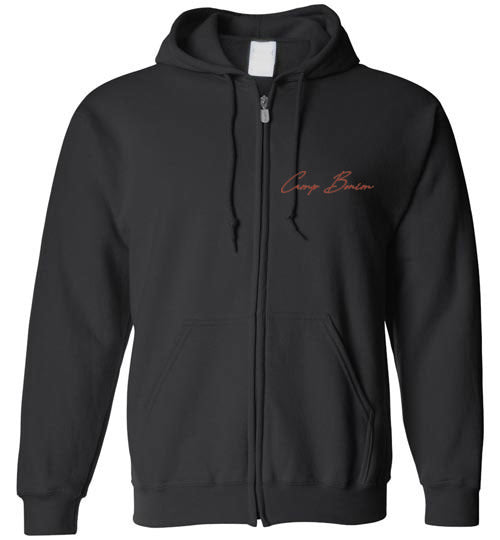 Bonim Zip Hoodie for Men & Women - Stylish Maroon Scrawl Pullover | Perfect for Casual Wear, Gym, and Outdoor Activities