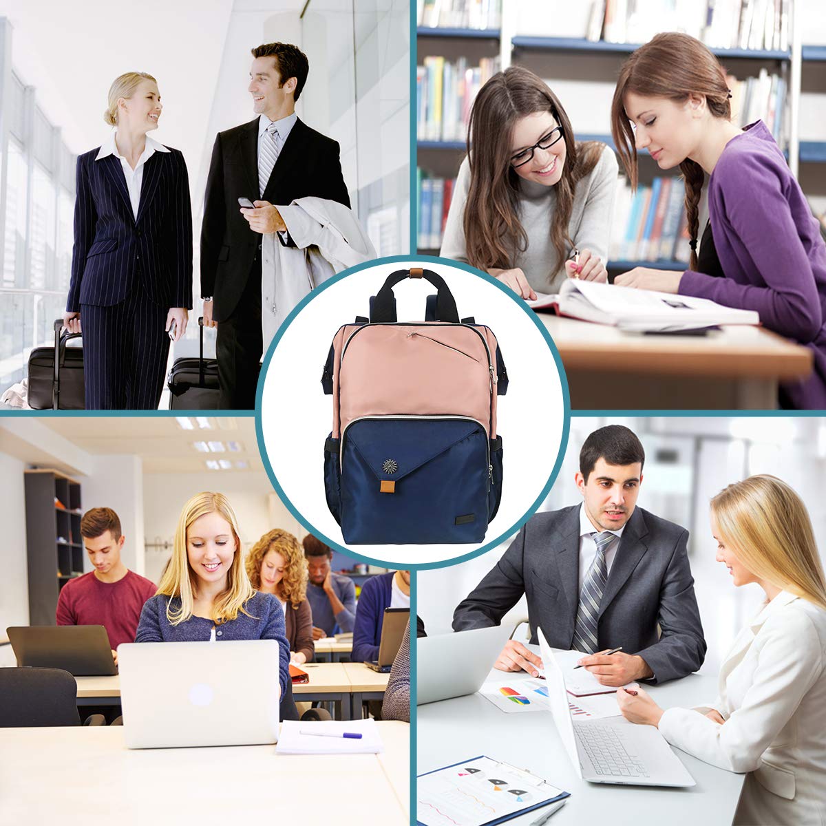 Hap Tim Pink Laptop Backpack for Women - Stylish Travel & Work Backpack with USB Charging Port (7651-BP) - Perfect for Business Trips, College & Daily Commute