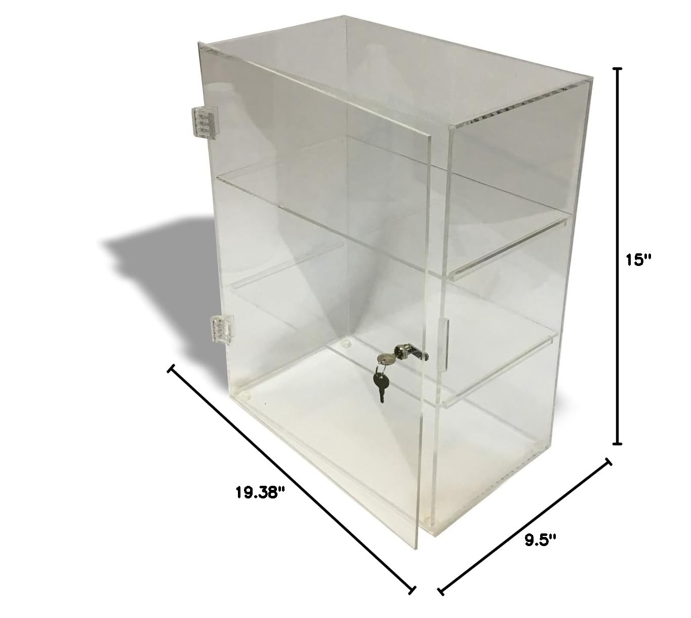3-Tier Large Acrylic Lockable Display Case - Clear Bakery, Retail Store & Restaurant Showcase Cabinet for Pastries, Jewelry & Merchandise Display