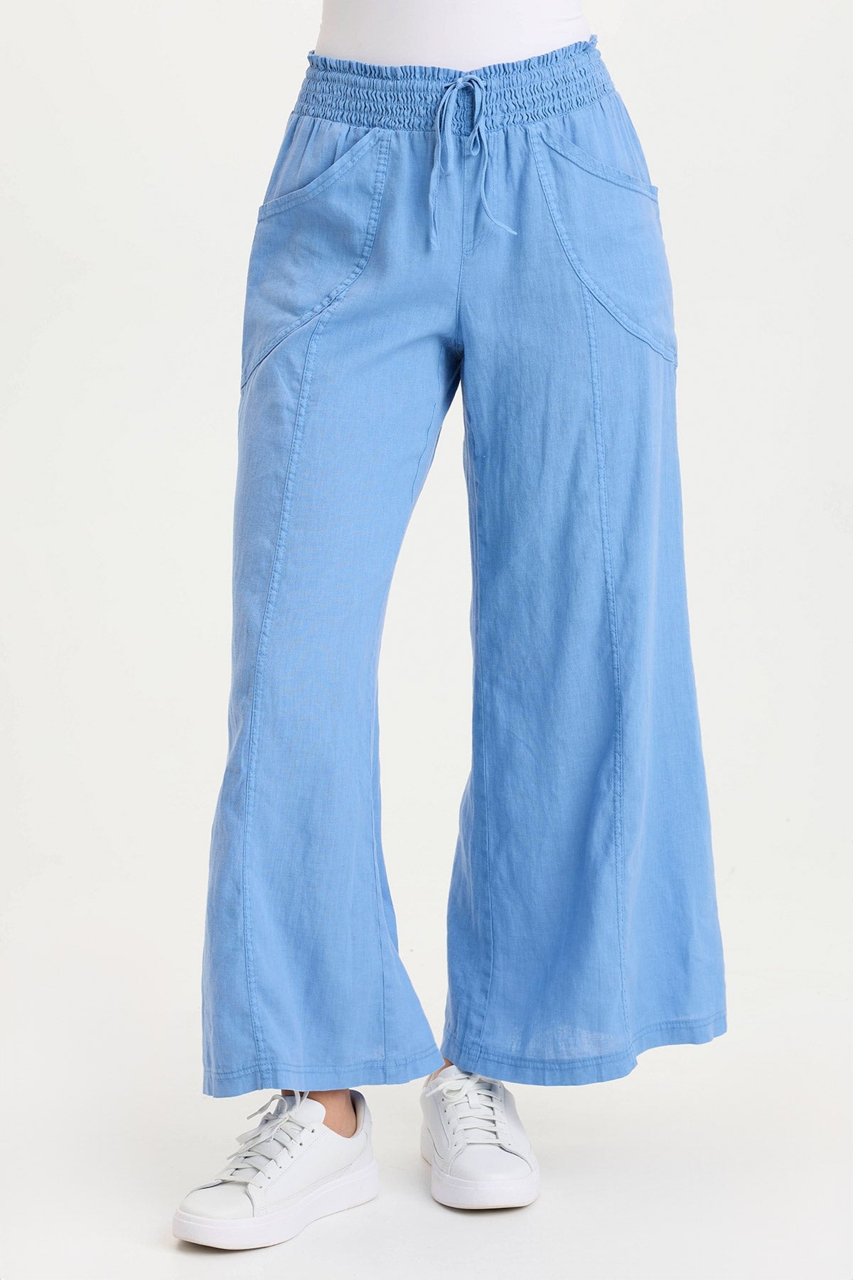 Eco-Friendly Linen Wide Leg Pants with Paper Bag Waist - Comfortable High Waisted Trousers for Women, Perfect for Casual Wear, Office & Summer Outfits