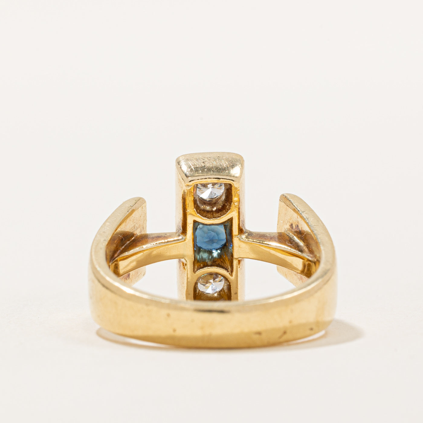 Exquisite Diamond & Sapphire Vertical Ring | 0.32ctw Total Weight | 0.26ct Center Stone | Size 5.5 | Elegant Stackable Ring for Women | Perfect for Engagement, Anniversary & Special Occasions