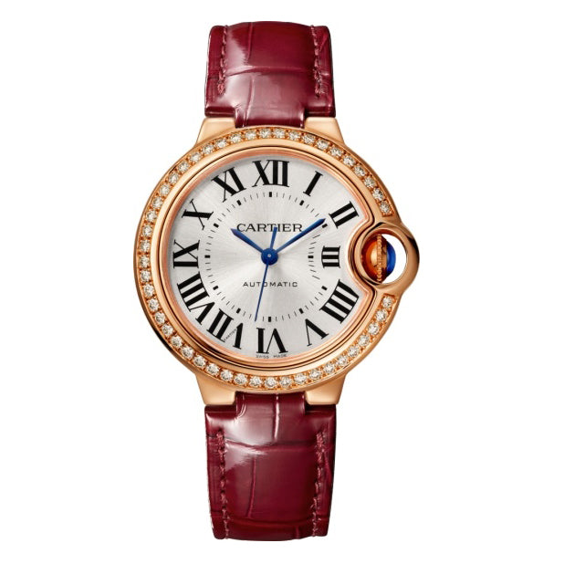 Cartier Ballon Bleu 33mm 18K Rose Gold Diamond Ladies Watch - Luxury Women's Wristwatch for Formal Events & Special Occasions