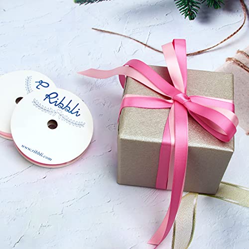 Ribbli 2 Rolls Satin Ribbon for Crafts - Pink & Hot Pink (1/2-Inch x 10-Yard Each, Total 20 Yards) - Perfect for Gift Wrapping, DIY Projects, Hair Bows, and Party Decorations