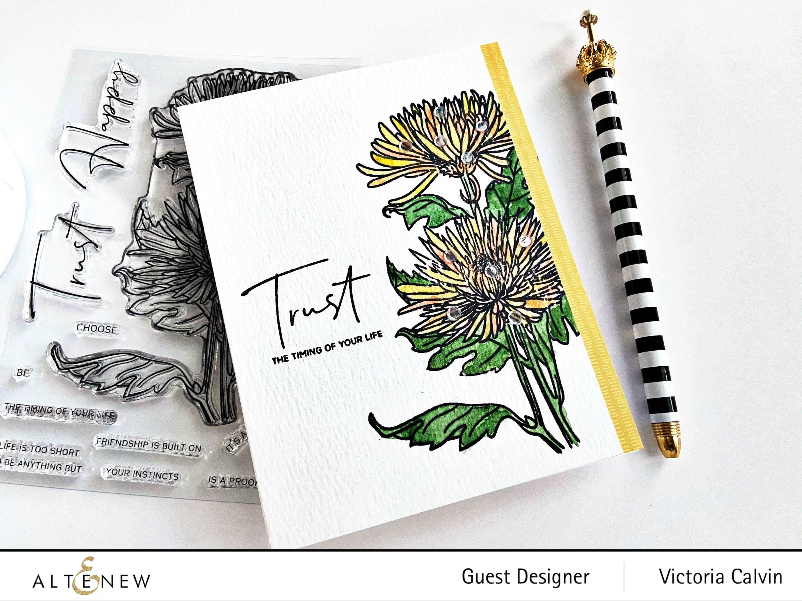 Spider Mums Outline Stamp Set for Floral Painting - DIY Flower Art Stamps for Card Making, Scrapbooking & Home Decor