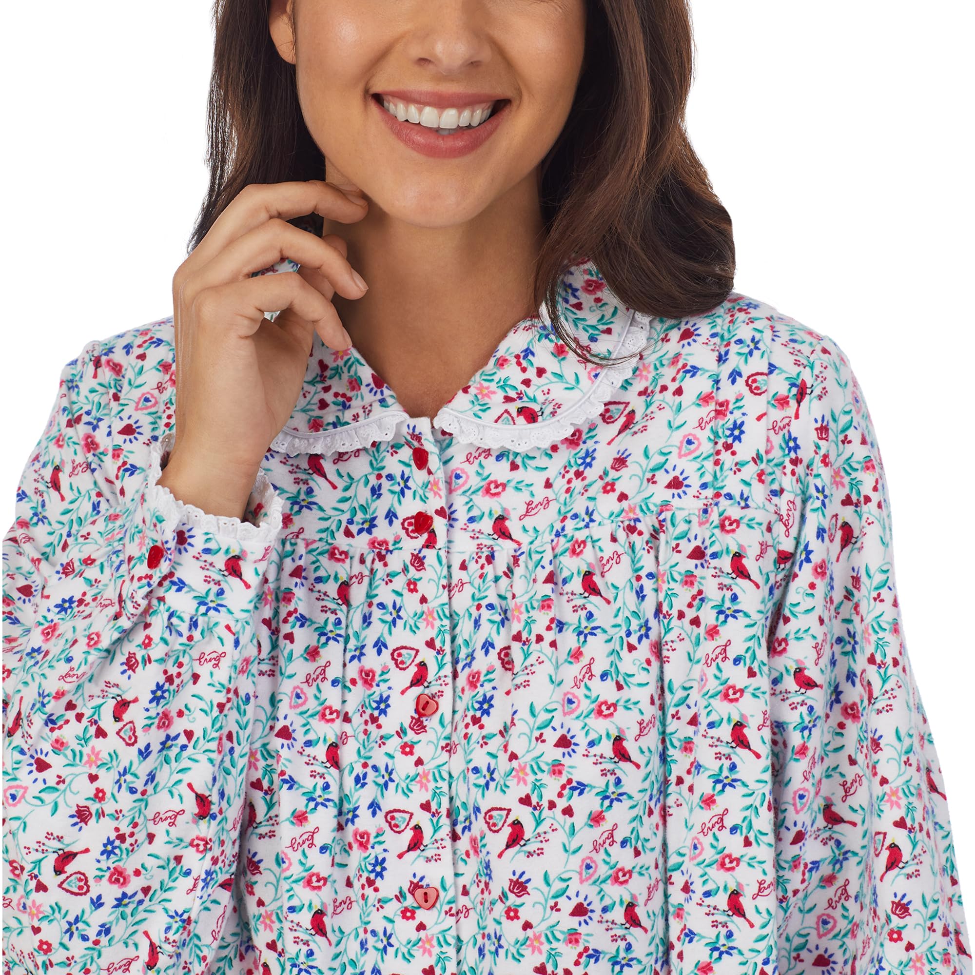 Women's Soft Flannel Pajama Set - Classic Round Neck Long Sleeve Sleepwear Nightgown for Cozy Nights & Relaxing at Home