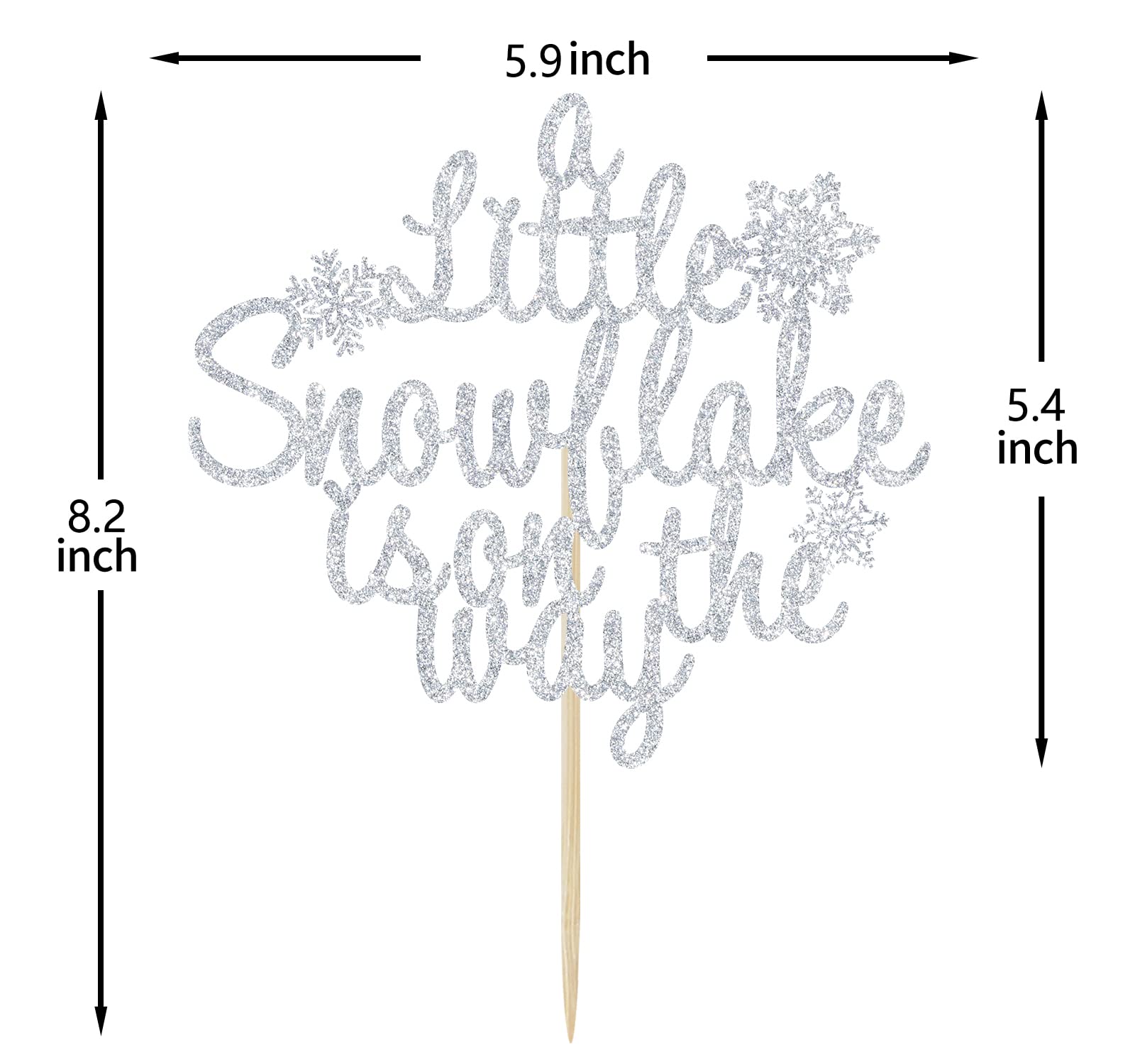 Little Snowflake Baby Shower Cake Topper - Frozen Themed Birthday Party Decorations, Silver Glitter Winter Wonderland Cake Decor for Baby Shower & 1st Birthday Parties - Perfect for Frozen Inspired Celebrations and Winter Baby Showers