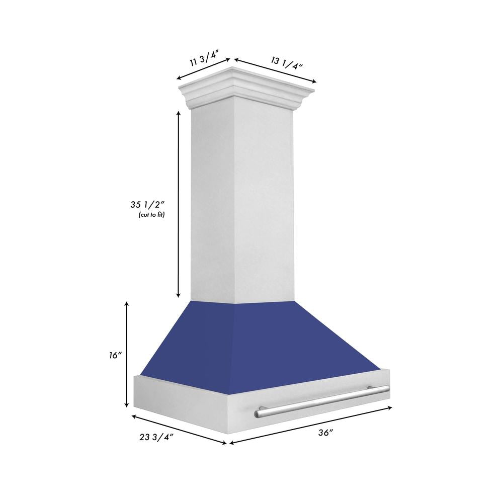 ZLINE 36 Inch Stainless Steel Wall Mount Range Hood with Satin Finish & Stainless Steel Handle (8654SNX 36) - Powerful Kitchen Ventilation for Gas Stoves & Cooking Areas