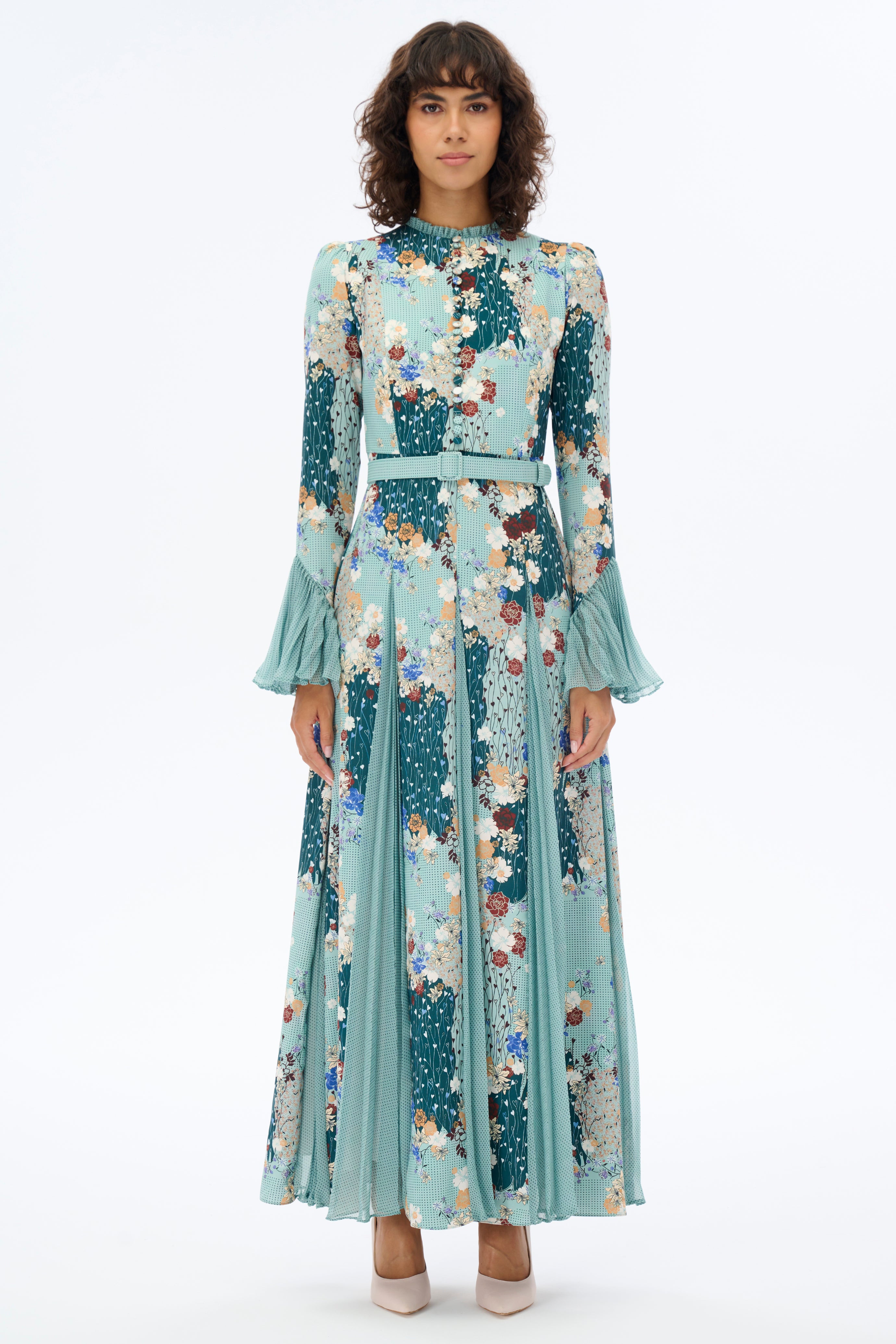 Elegant Pleated Slit Long Maxi Dress for Women - Flowy Formal Gown for Evening Parties, Weddings & Special Occasions