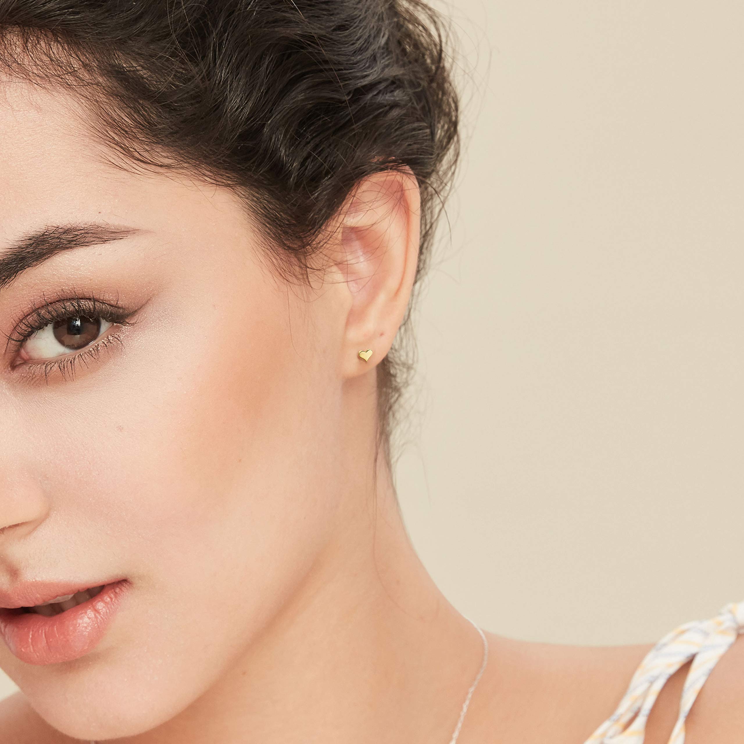 S.Leaf Sterling Silver Stud Earrings for Women - 14K Gold Plated Tiny Heart Earrings, Dainty Minimalist Jewelry for Everyday Wear | Perfect Gift for Her, Valentine's Day, Anniversary & Special Occasions