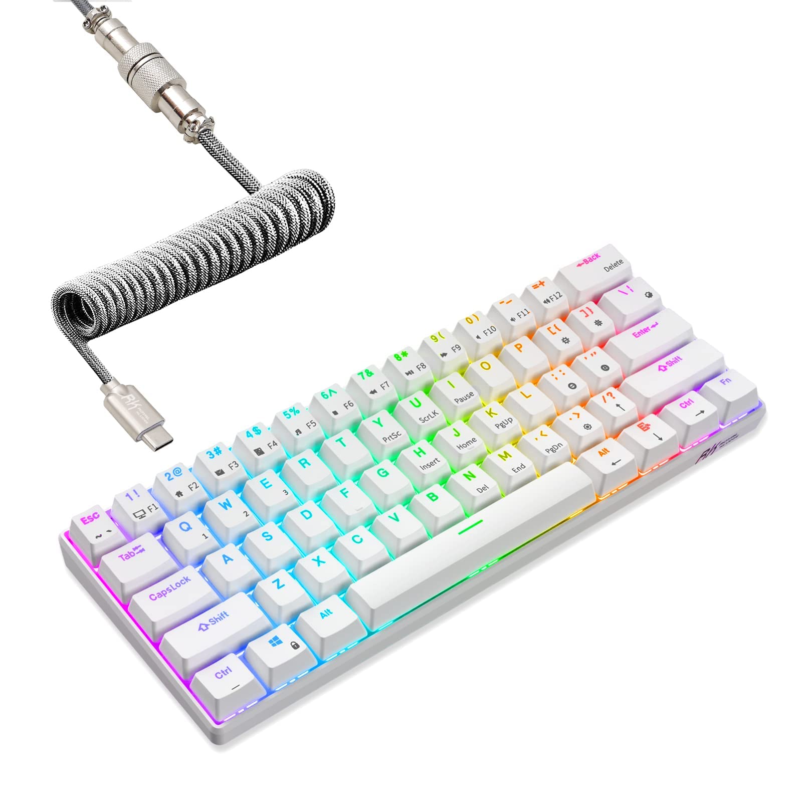 RK ROYAL KLUDGE RK61 Wireless Mechanical Keyboard - 60% Compact 61 Keys, RGB Backlit, Hot-Swappable Brown Switches, Bluetooth/2.4Ghz/Wired Triple Mode for Gaming & Typing - Compatible with Windows & Mac - Perfect for Office Work, Gaming & Programming