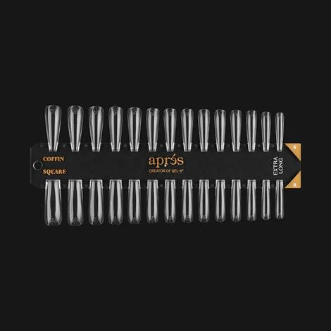 Apres Gel X Tip Swatch: Extra Long Sculpted Coffin & Square Nail Tips - Perfect for Salon Professionals & DIY Nail Art at Home