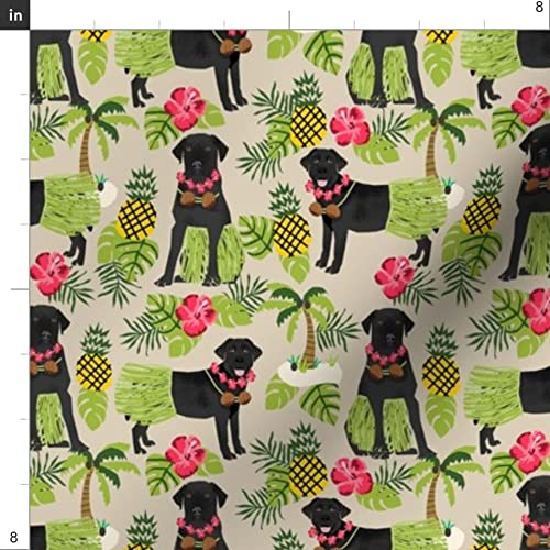 Black Lab Tropical Hawaii Islands Dog Breed Tan Labrador Retriever Printed Minky Fabric by The Yard - Soft Plush Material for Sewing Baby Blankets, Quilt Backing & DIY Crafts - Perfect for Nursery Decor, Pet Accessories & Home Textile Projects