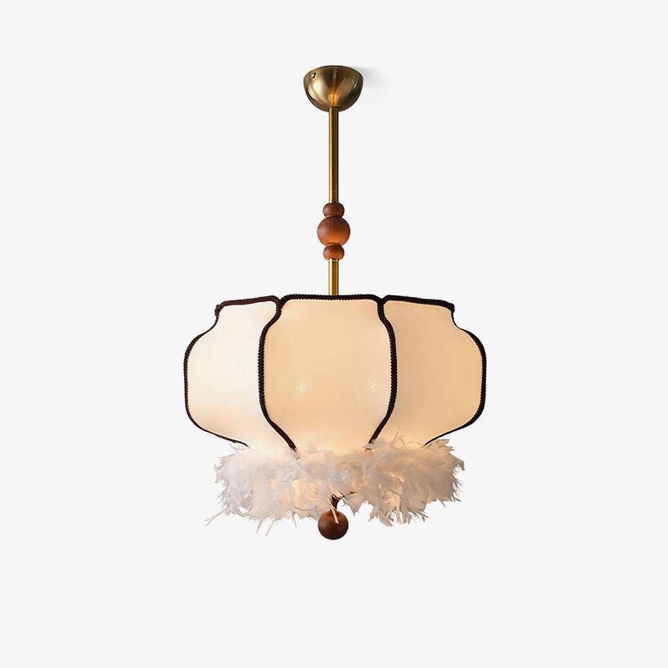 Feathered Lantern Pendant Light - Elegant Boho Chandelier for Dining Room, Bedroom, or Living Room Decor - Perfect for Farmhouse, Rustic, and Vintage Style Homes