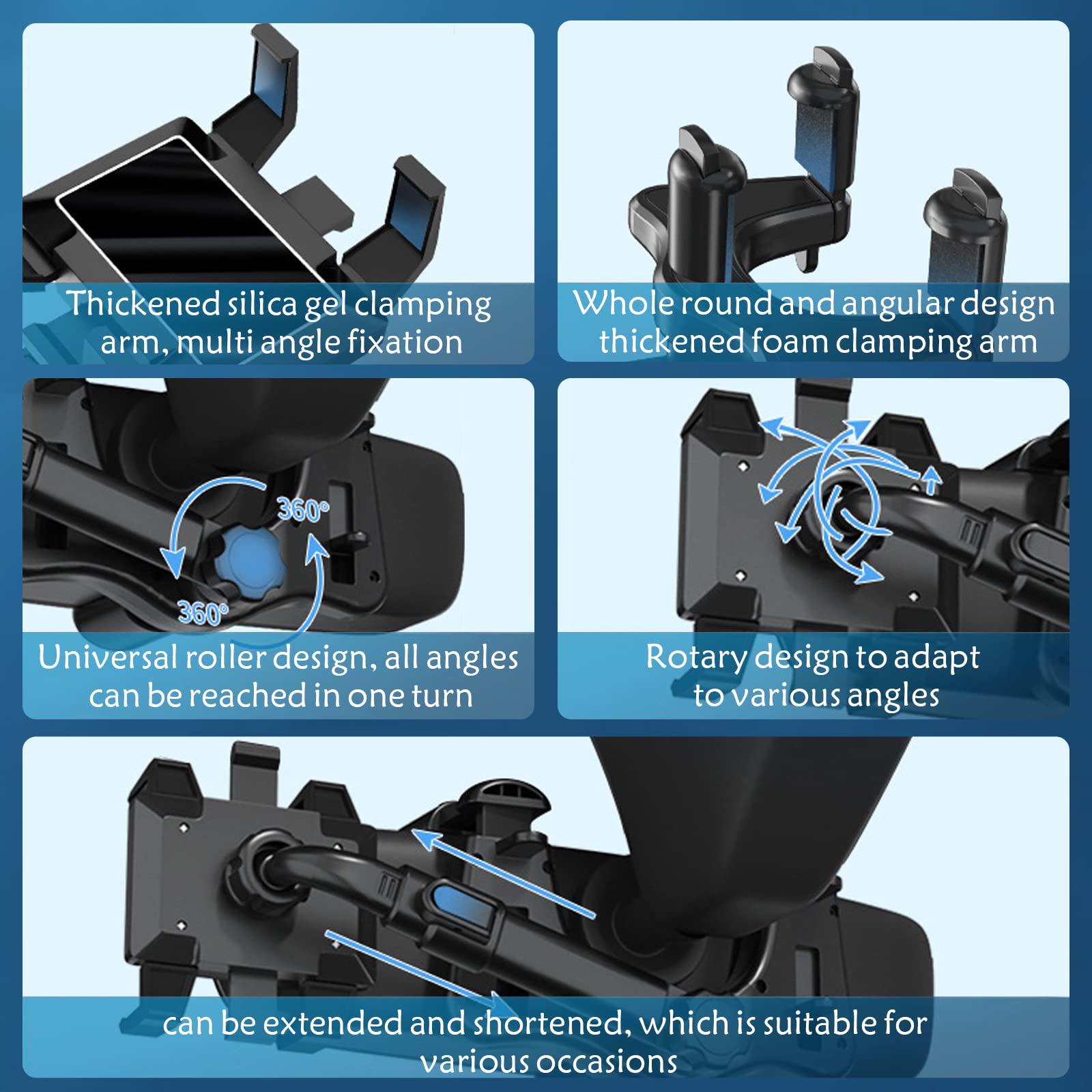 360° Rotatable & Telescopic Car Phone Holder - Universal Smartphone Mount for iPhone, Samsung, Google Pixel - PVC Material, Easy Install & Remove - Perfect for GPS Navigation, Hands-Free Calls & Music Streaming