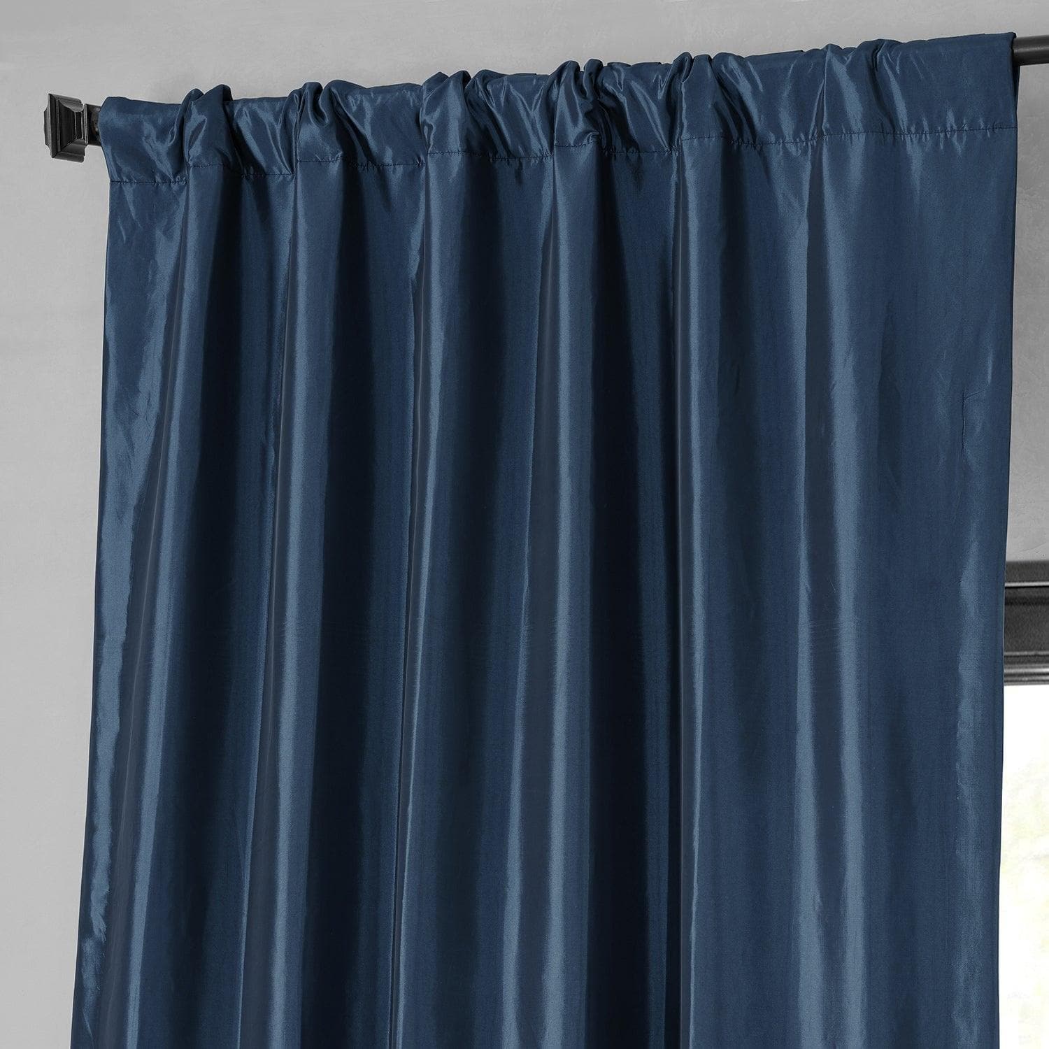 Navy Blue Faux Silk Taffeta Blackout Curtains for Bedroom - Thermal Insulated Window Drapes for Living Room & Nursery, Noise Reducing & Light Blocking (52x84 Inch)