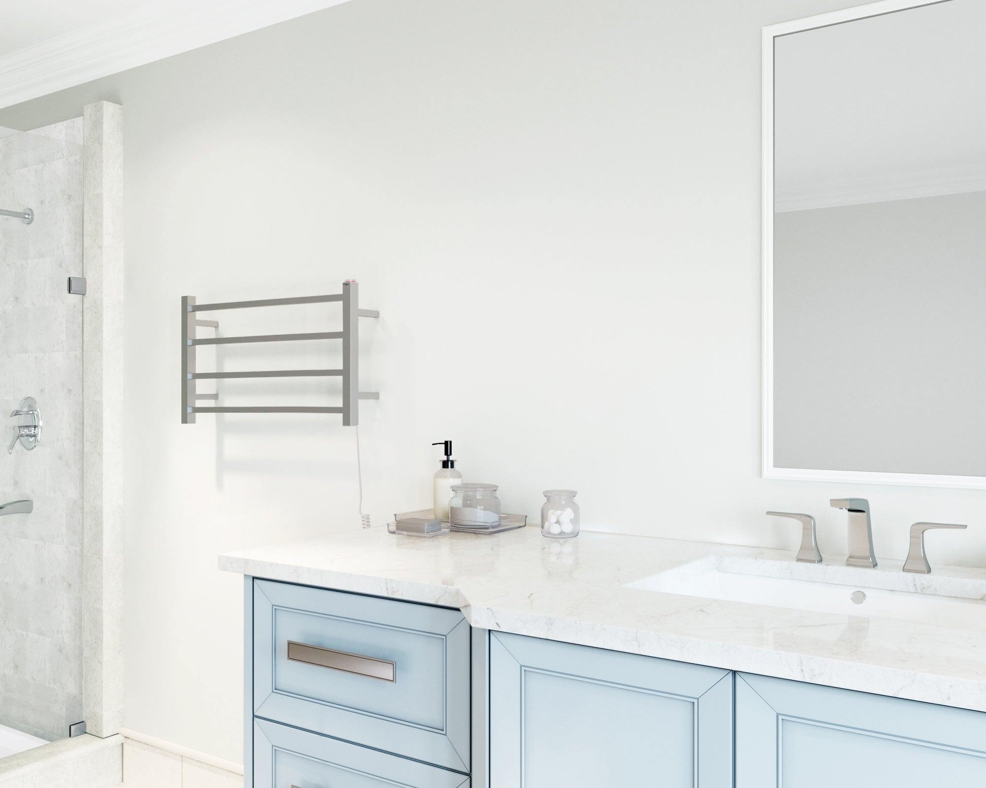 Gala Dual 4 Bar Hardwired & Plug-in Towel Warmer - Brushed Stainless Steel - Perfect for Bathrooms, Spas & Luxury Hotels