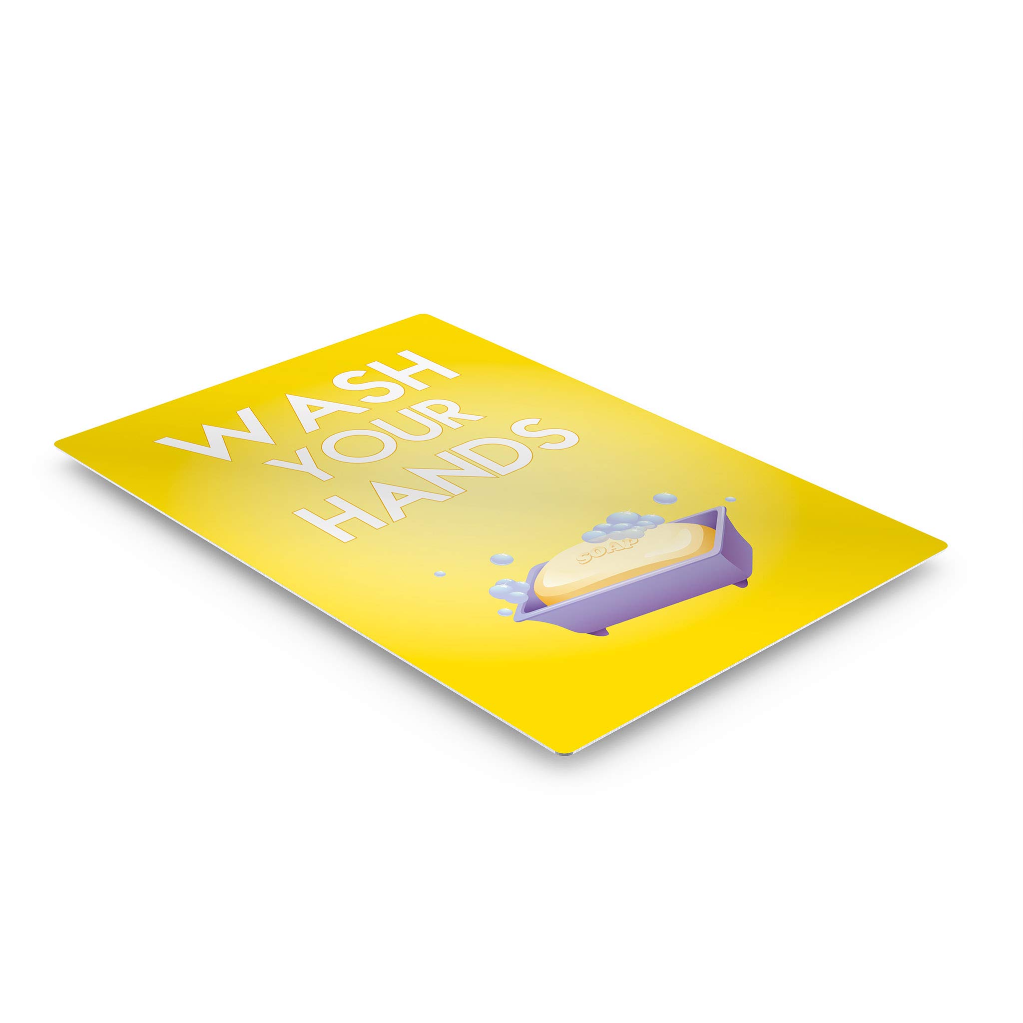 Smile Art Design 'Wash Your Hands' Quote Metal Print - 17x11 Inch Bathroom Wall Decor for Kids, Nursery & Home - Ready to Hang Made in USA - Perfect for Bathrooms, Playrooms & School Hygiene Education