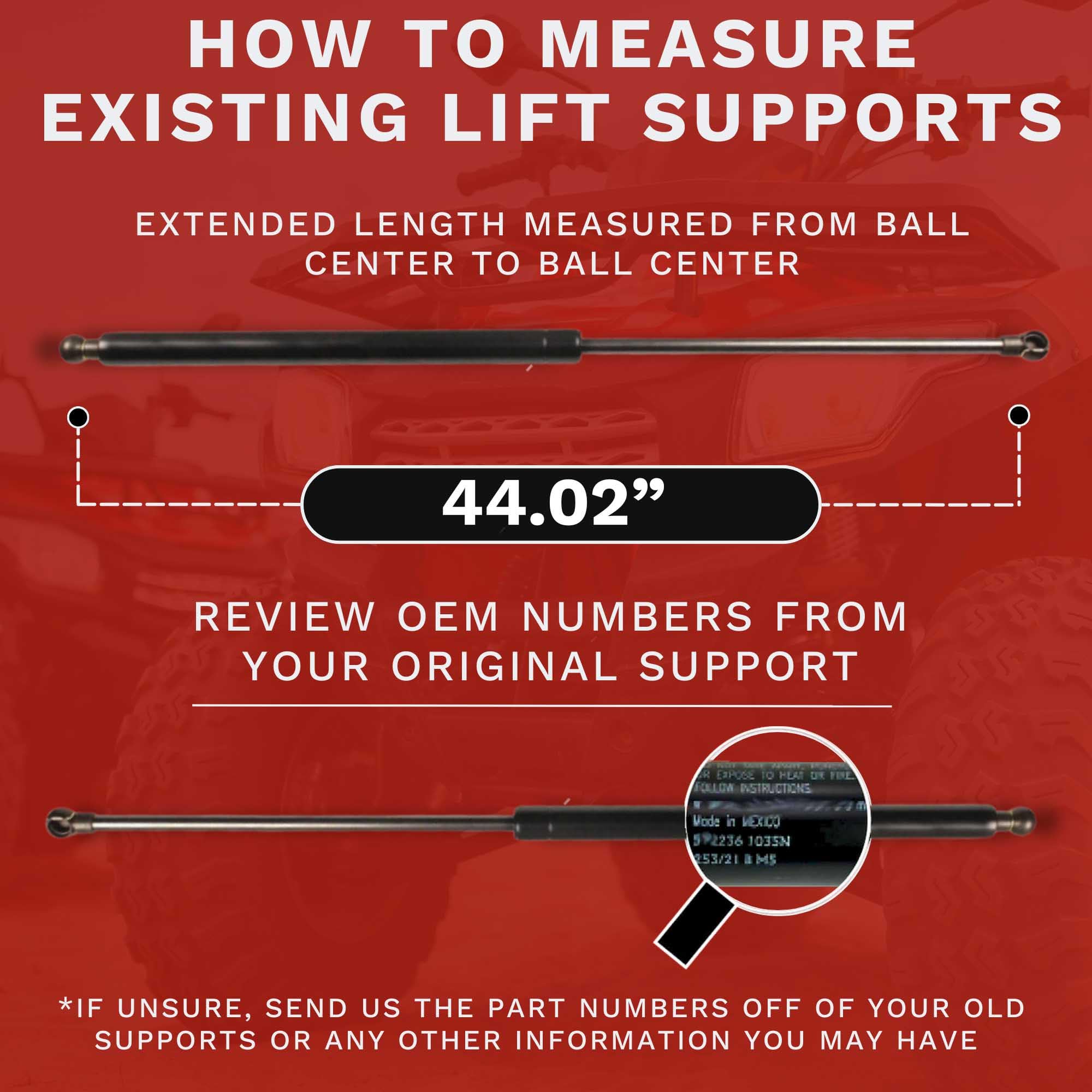 2 Pack 13mm Metal Gas Struts 44 Inch Extended 150lbs Lift Supports - Perfect for Car Hoods, Truck Beds, RV Doors & Industrial Equipment