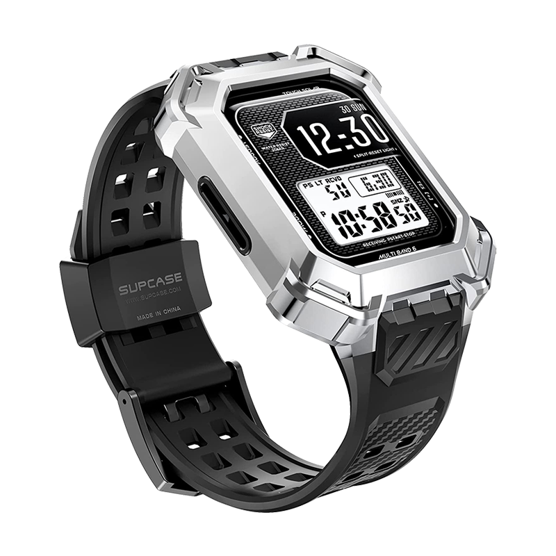 Apple Watch Unicorn Beetle PRO XT Rugged Metal Band Case for 44mm/45mm Series - Silver | Heavy Duty Protection for Outdoor, Sports & Daily Use
