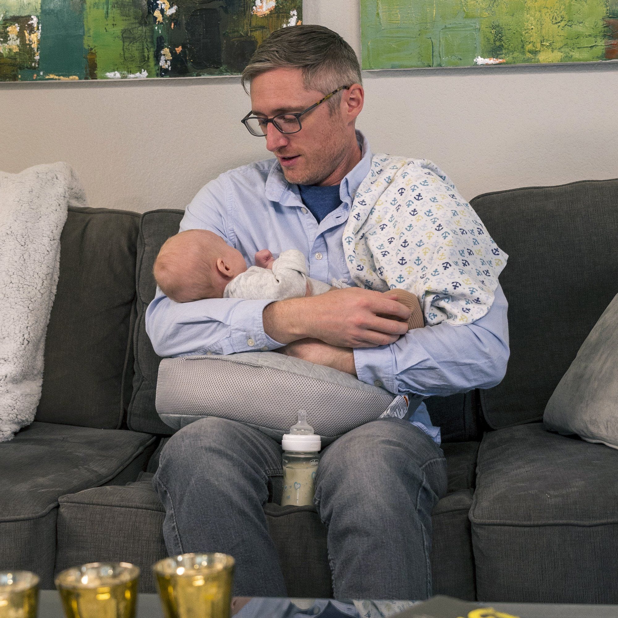 Boppy Anywhere Pillow - Nursing & Feeding Support for Babies, Portable & Comfortable - Perfect for Travel, Breastfeeding, and Lounging at Home