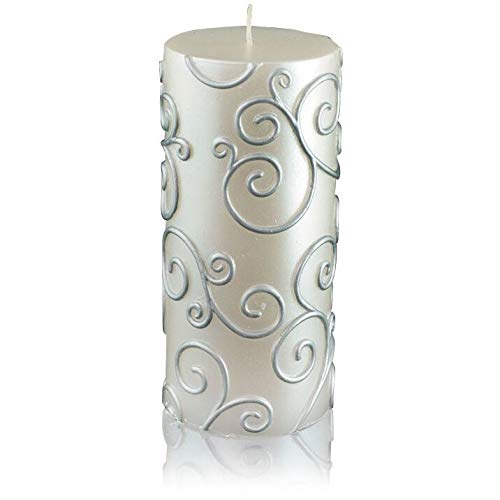 Jeco 3x6 Inch Purple Scroll Pillar Candles (Pack of 12) - 3