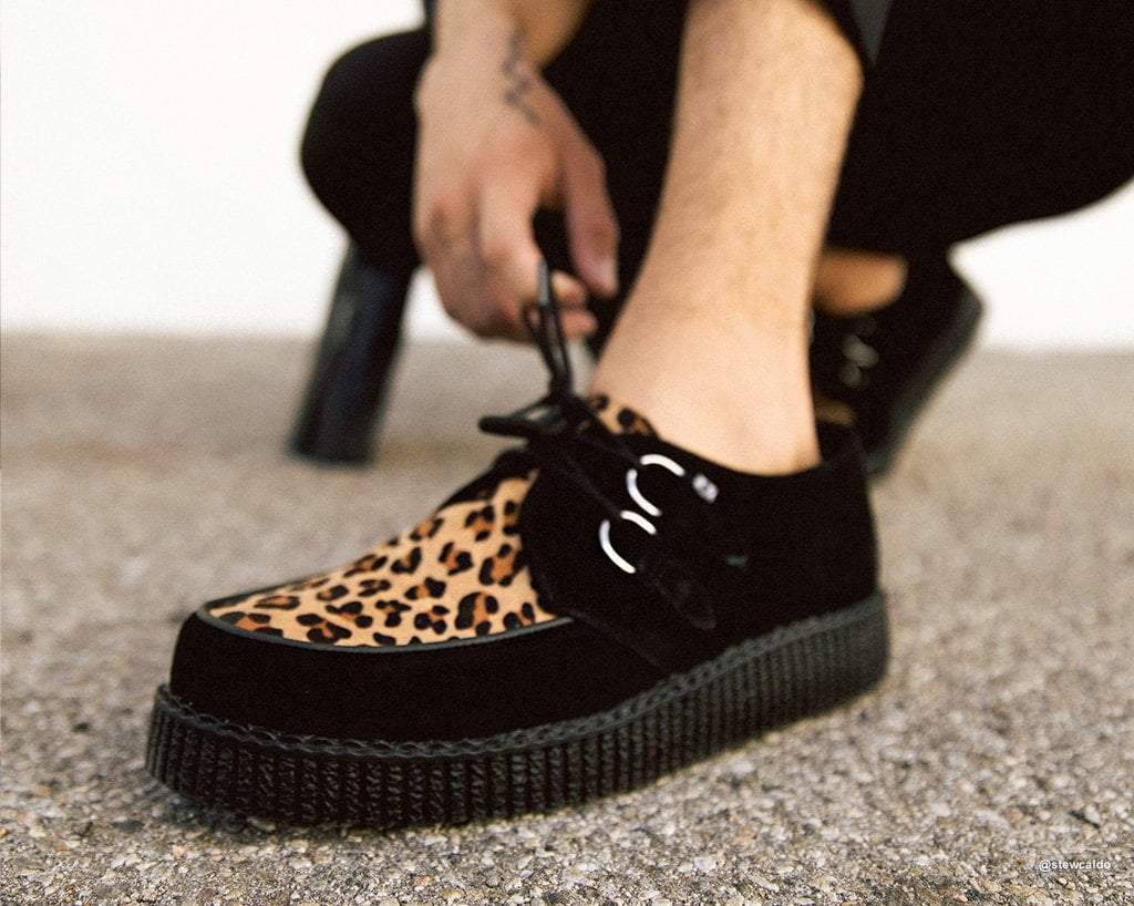 Black & Leopard Viva Low Creeper Sneakers - Women's Fashion Slip-On Shoes for Casual Wear, Street Style & Everyday Comfort