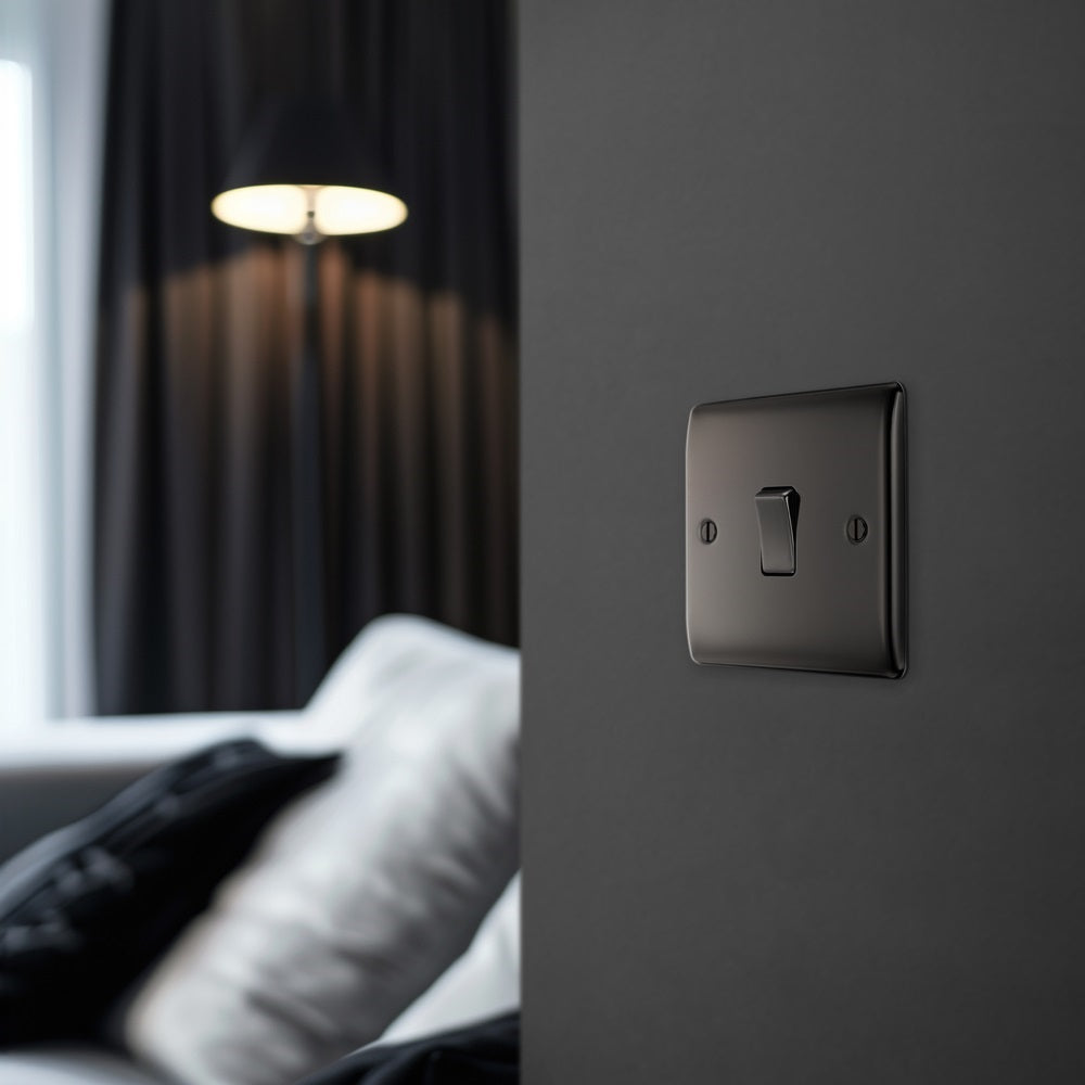 BG Nexus Metal Black Nickel Intermediate Light Switch NBN13 - Durable & Stylish for Home, Office & Commercial Use