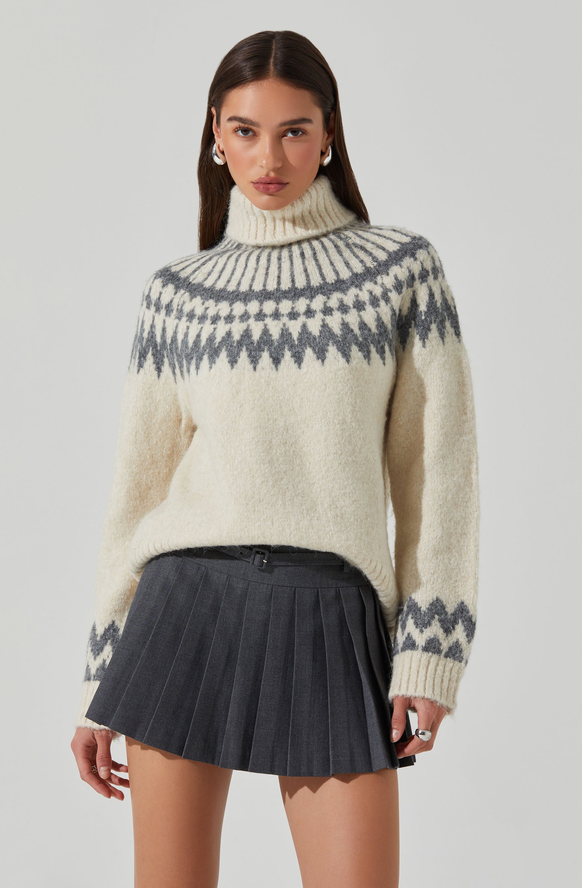 Leka Fair Isle Turtleneck Sweater for Women - Cozy Winter Knit Pullover with Nordic Patterns - Perfect for Christmas, Holidays & Cold Weather Outfits