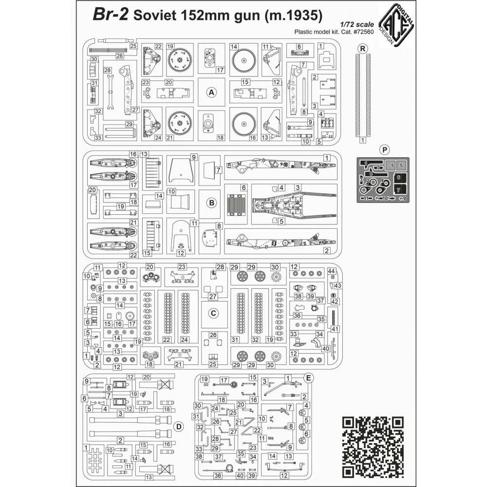 Ace Models 72560 1/72 Scale BR-2 Soviet 152mm Heavy Artillery Gun M1935 - Perfect for Military Dioramas, Wargaming & Historical Model Collectors