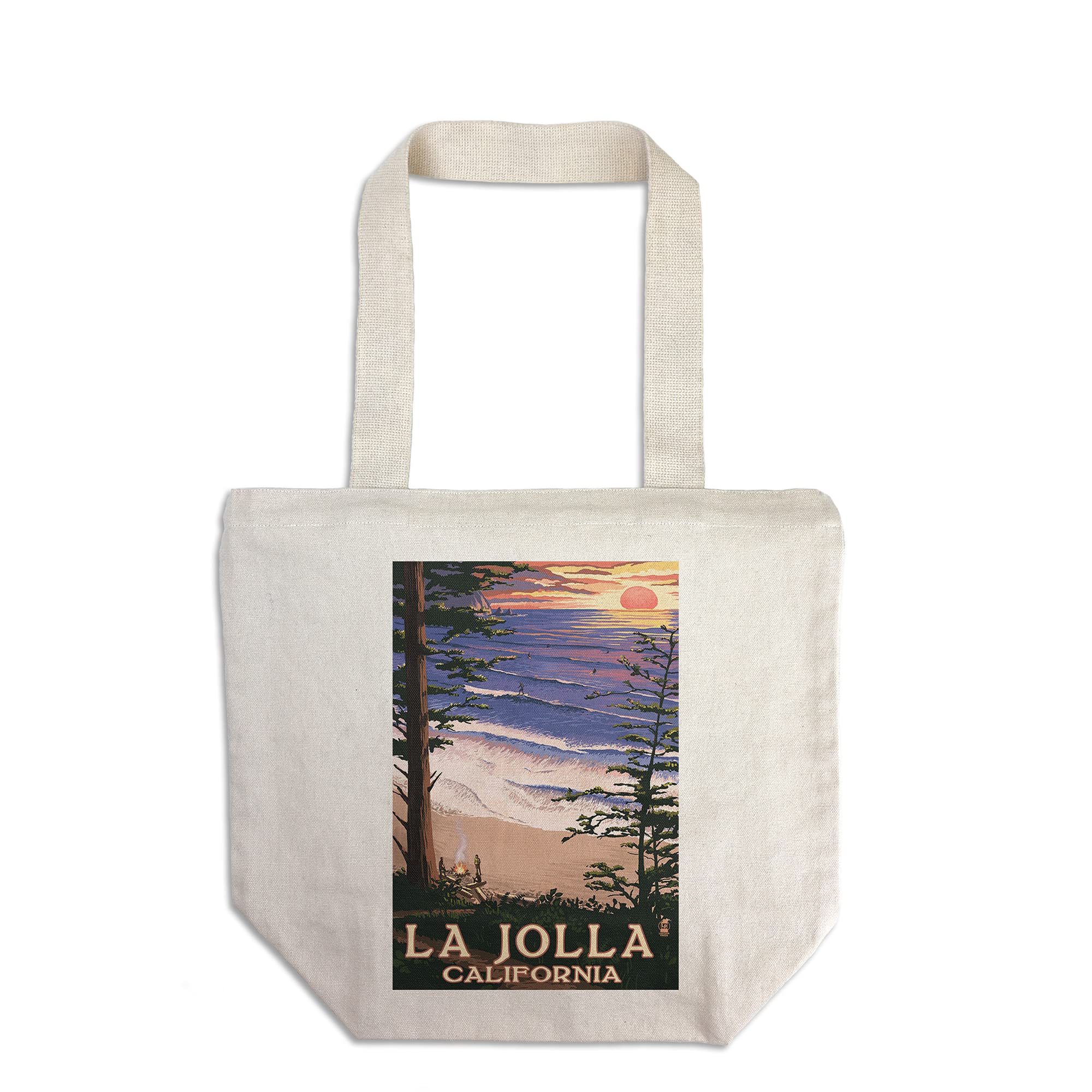 Lantern Press La Jolla California Sunset Beach Tote Bag - 100% Cotton Canvas Reusable Shopping Bag for Beach, Grocery & Everyday Use