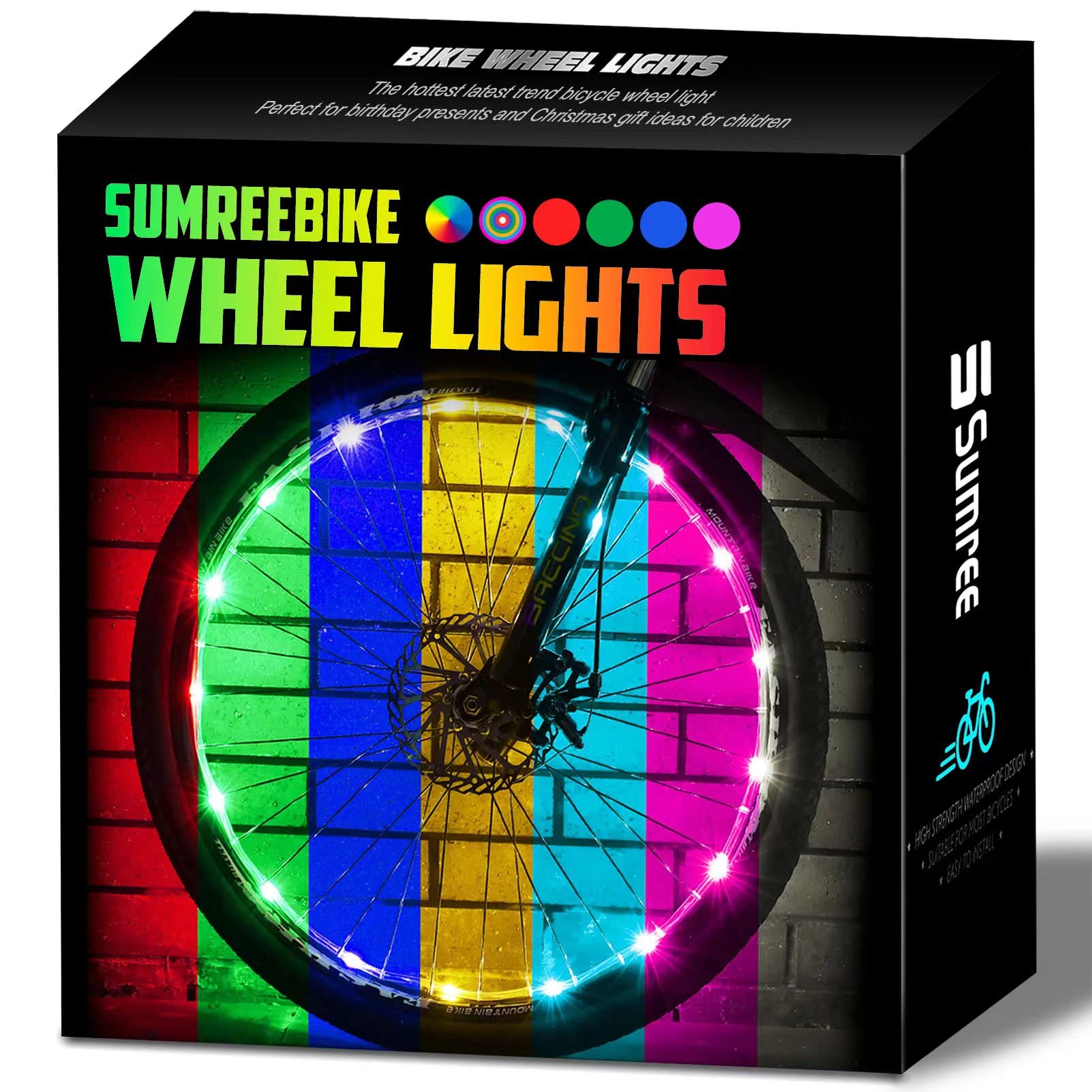 **Sumree LED Bike Wheel Lights - USB Rechargeable Bicycle Lights for Kids & Adults (2-Tire Pack, Batteries Included) - Perfect for Night Riding, Birthday Gifts & Stocking Stuffers**