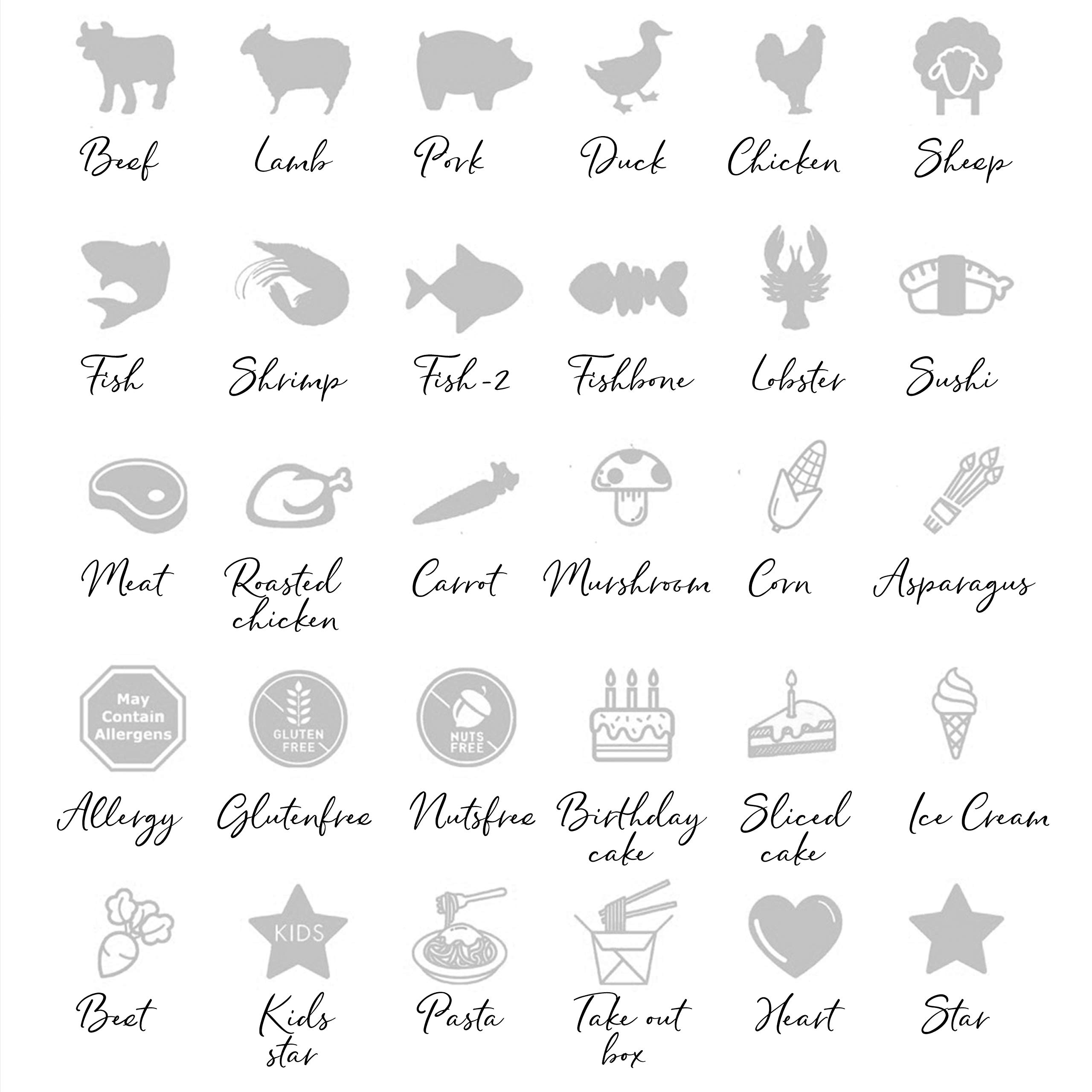 ARK Creation 50 Silver Wedding Meal Stickers for Place Cards - Elegant Menu Choice Labels for Wedding Seating - Perfect for Buffet, Plated Dinners & RSVP Meal Selection (Carrot Design)