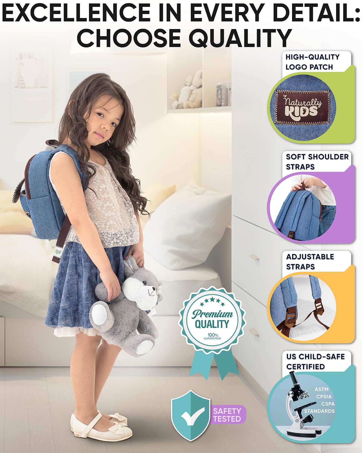 Adorable Mouse Backpack for Kids 3-5 Years Old - Cute Toddler Stuffed Animal Toy & School Bag Gift for Boys & Girls - Perfect for Preschool, Daycare, Travel & Birthday Presents