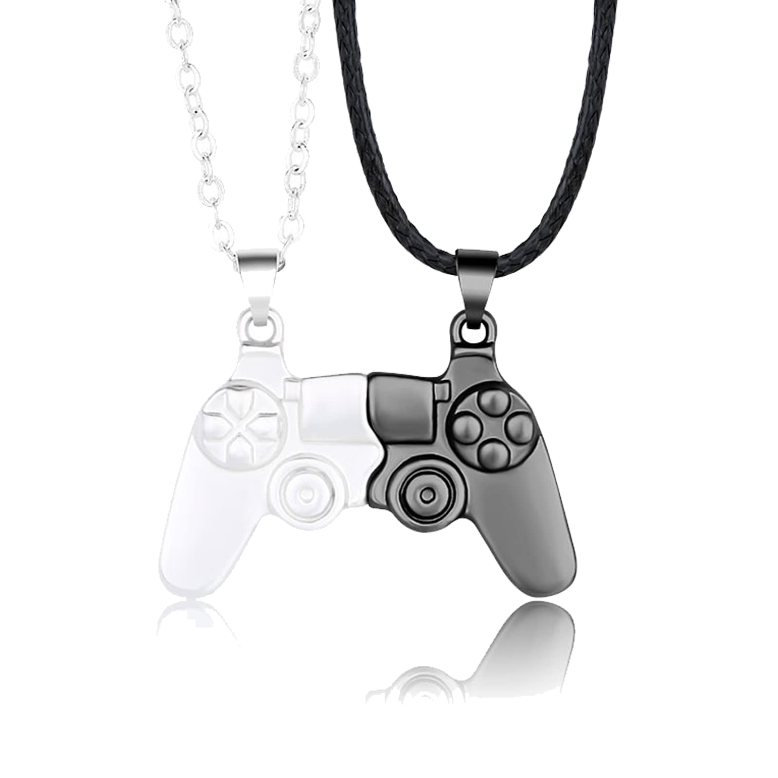 **Magnetic Game Controller Necklace Set for Couples & BFFs - Matching Friendship Jewelry for Gamers - Perfect Gift for Her & Him - Great for Date Nights & Gaming Sessions**