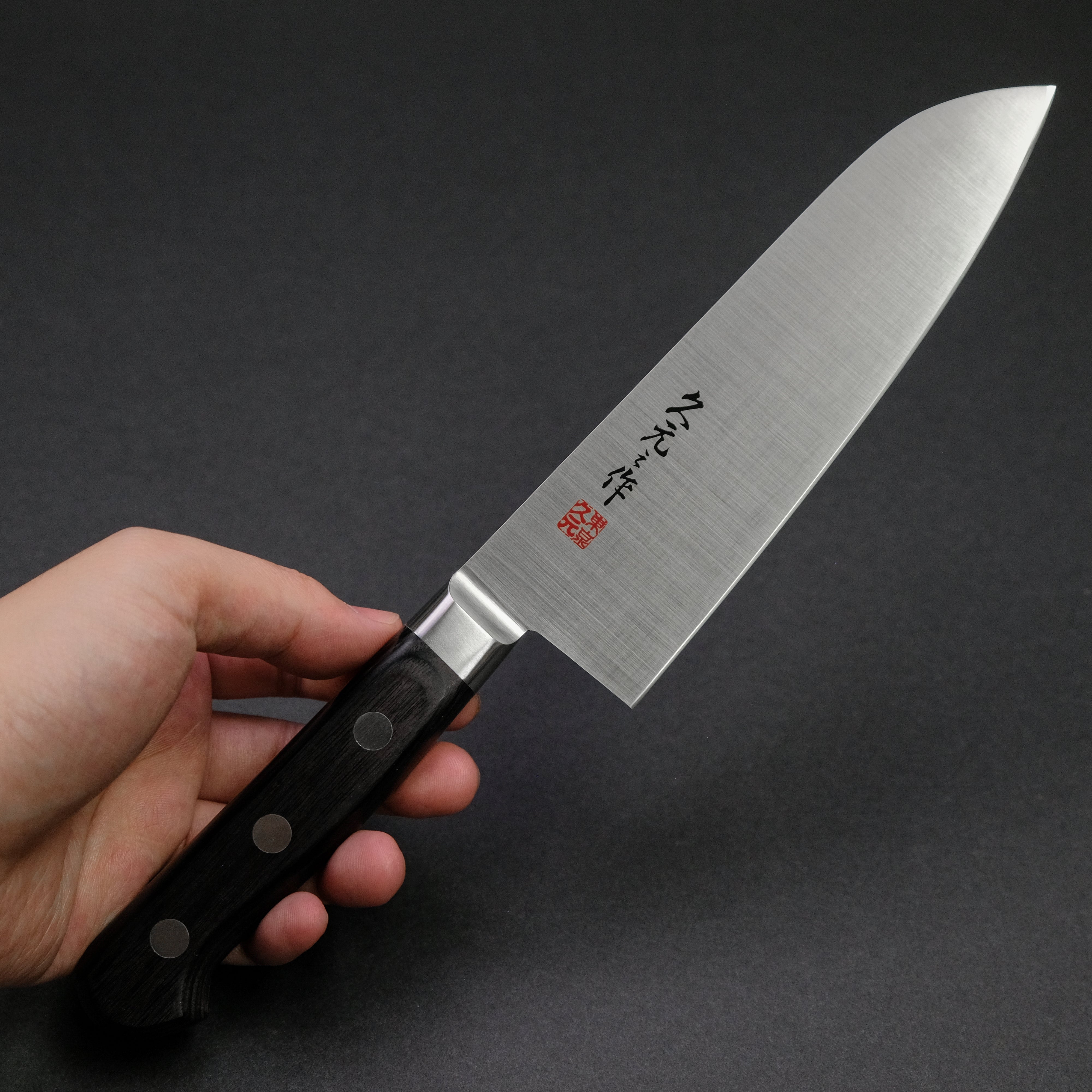Premium Morihei Hisamoto INOX Santoku Knife 165mm - Japanese Stainless Steel Blade with Pakka Wood Handle - Perfect for Slicing, Dicing & Chopping Vegetables, Meat & Fish