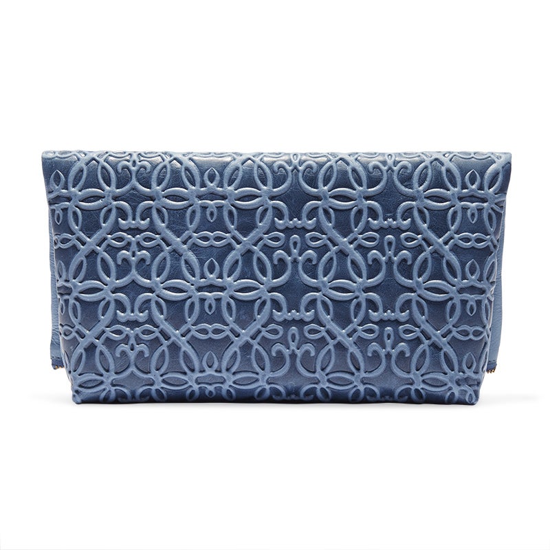 Gabriel Leather Fold Over Clutch Handbag for Women - Premium Tidal Blue Crossbody Purse | Perfect for Evening Parties, Date Nights & Special Occasions