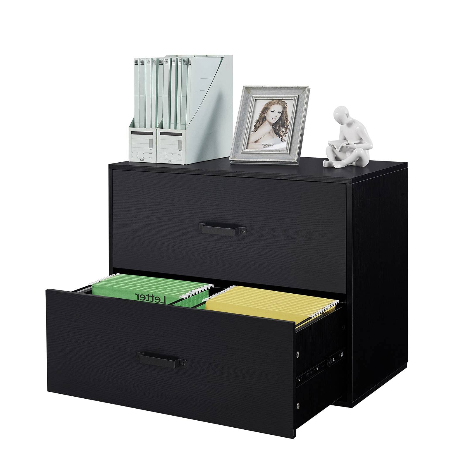 Black 2-Drawer Wood File Cabinet & Bookcase - 16.54