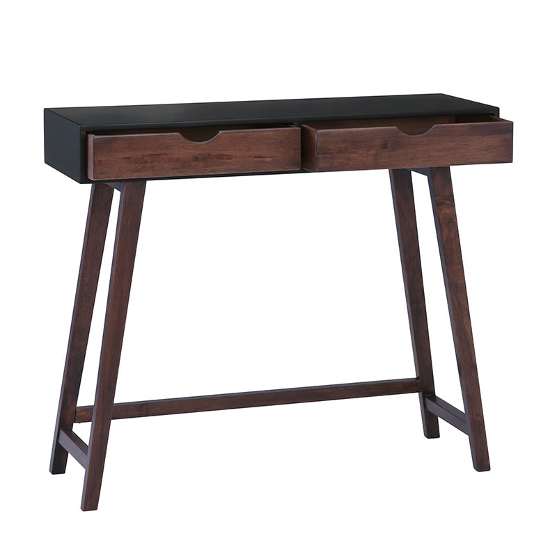 ARSENIO 35.4 Inch Walnut & Black Console Table - Entryway, Living Room, Hallway Furniture for Home Decor