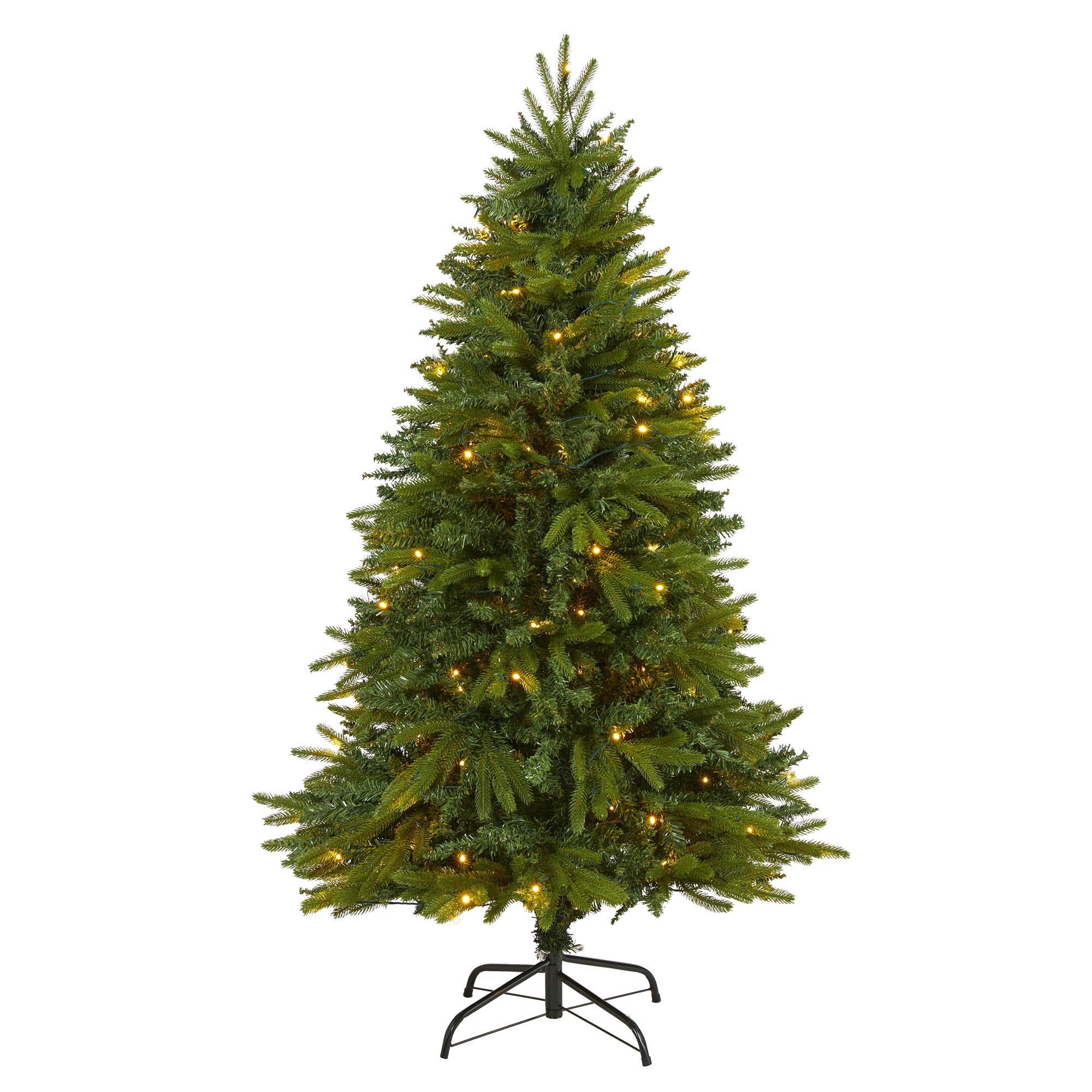 Nearly Natural 5ft Sun Valley Fir Artificial Christmas Tree with 200 Clear LED Lights - Perfect for Holiday Home Decor, Office, and Indoor Christmas Celebration