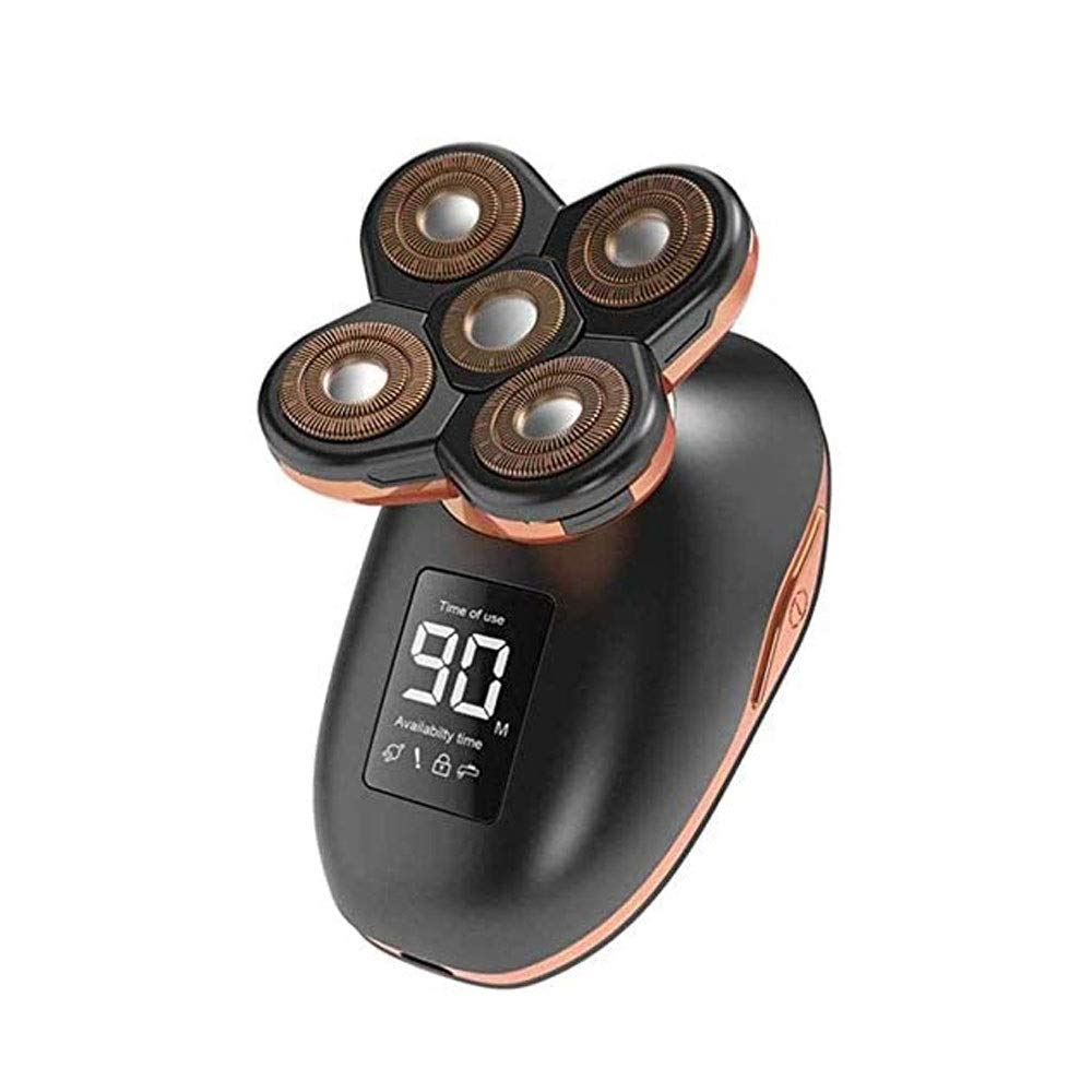 Rechargeable Electric Razor for Men - Waterproof Wet & Dry Rotary Shaver with LED Display & 5-in-1 Grooming Kit | Perfect for Travel, Home Use & Head Shaving