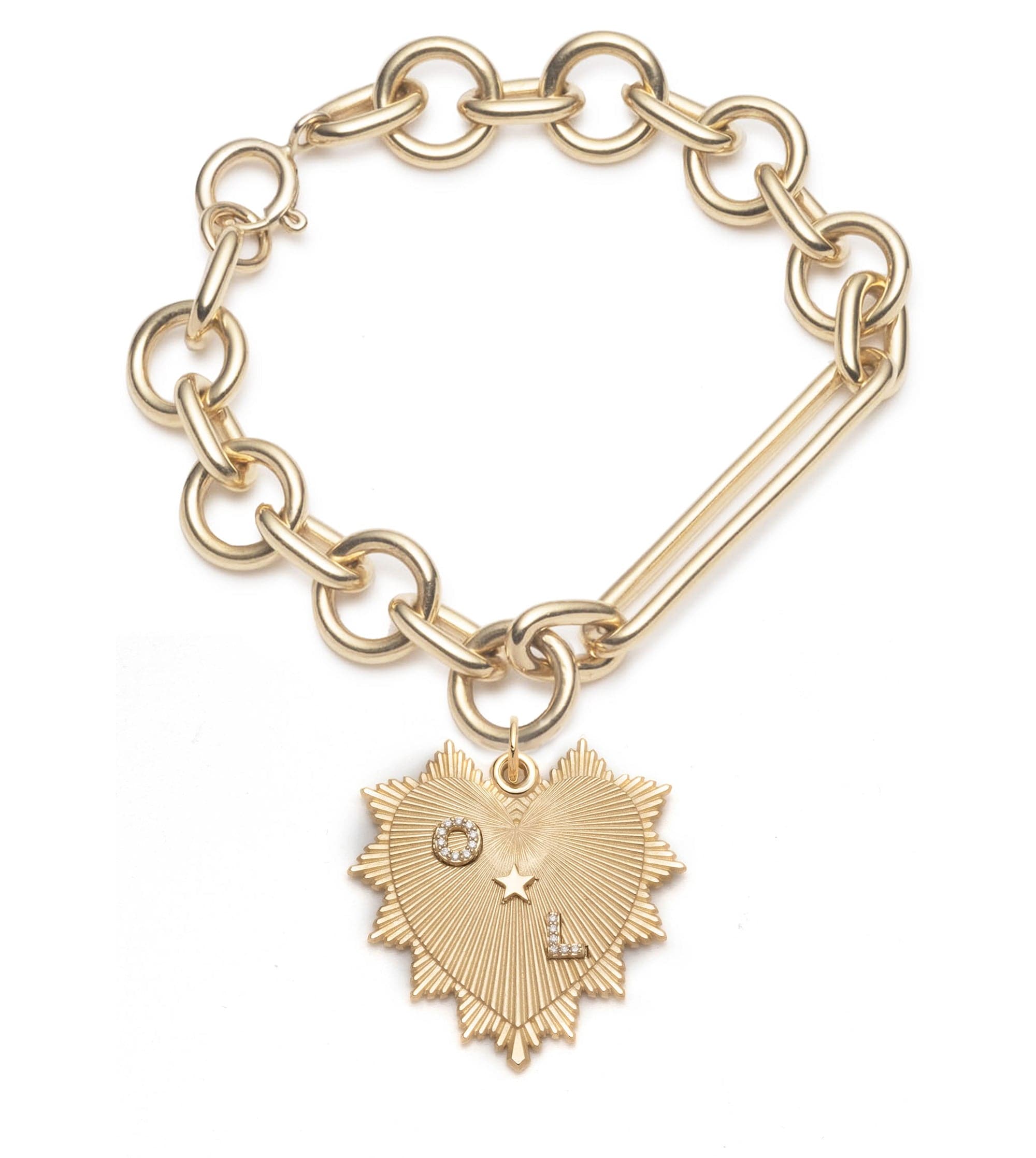 Personalized Heart Mixed Oversized Clip Bracelet - Stylish Adjustable Charm Bracelet for Women, Gift for Her, Perfect for Valentine's Day, Anniversary & Everyday Wear