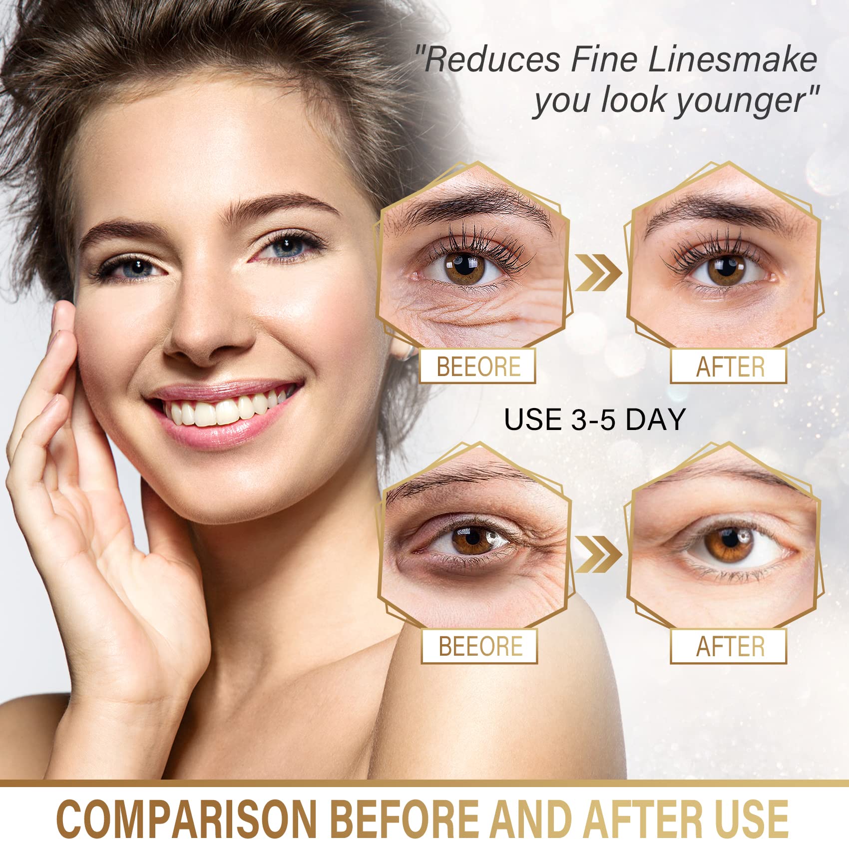 24K Gold Under Eye Patches (60PCS) - Collagen Eye Masks for Dark Circles, Puffiness & Wrinkles - Hydrating & Revitalizing Eye Gels for Travel & Daily Skincare Routine - Perfect for Morning Refresh & Nighttime Eye Care