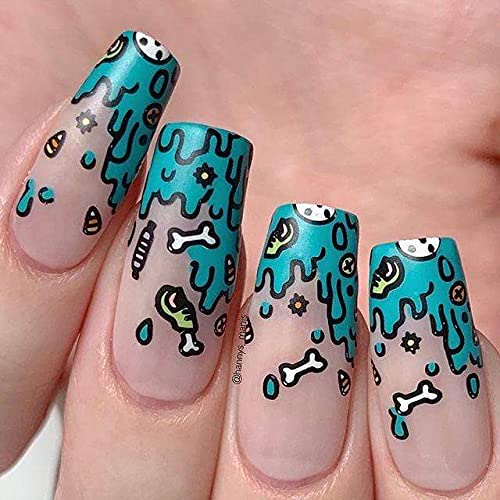 Maniology Halloween Limited Edition Nail Stamping Starter Kit - Stamping Plate, Polish, Top Coat, Stamper & Scraper Card - Perfect for Halloween Nail Art Designs & DIY Manicures