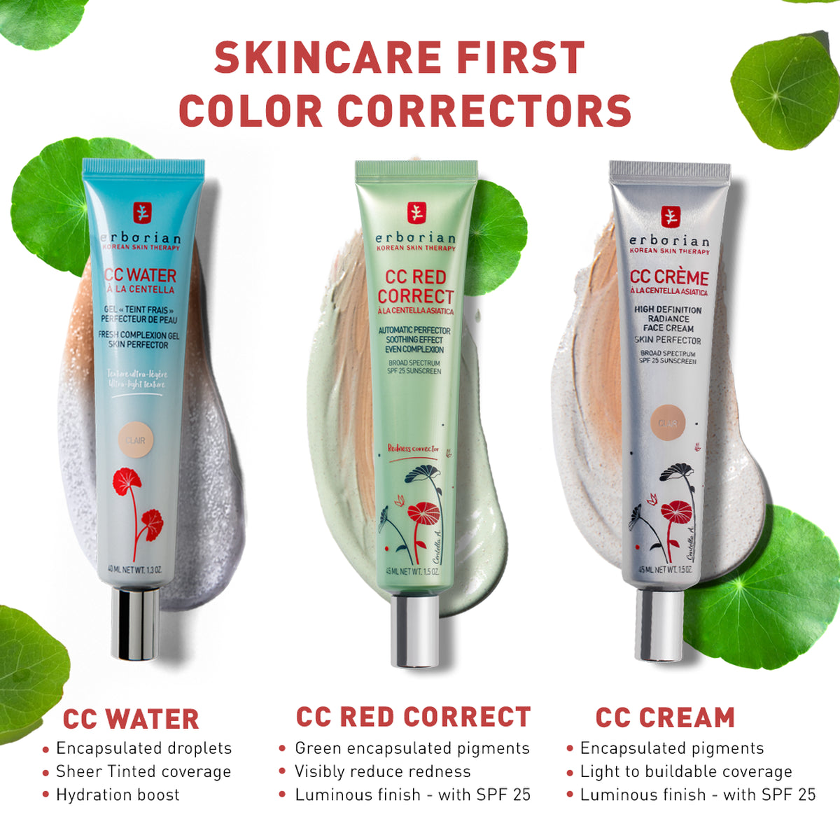 Erborian CC Water Cream - Hydrating & Brightening CC Cream with SPF for Flawless Skin | Perfect for Daily Wear, Makeup Base & Sun Protection