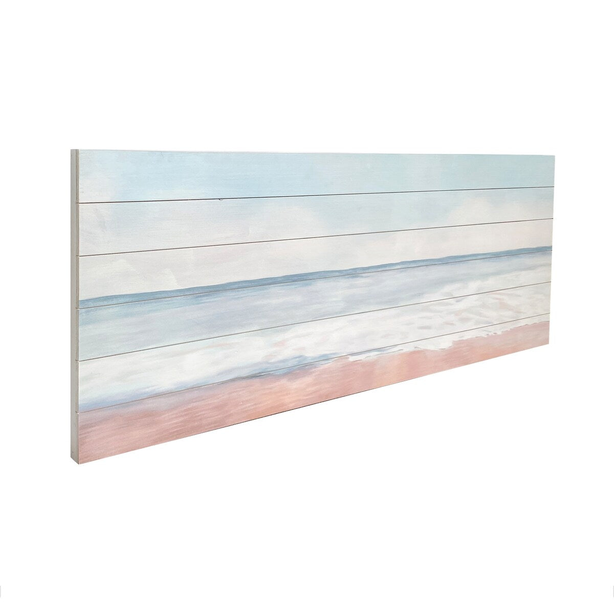 Abstract Ocean Print on Planked Wood Wall Art - Coastal Beach Decor for Living Room, Bedroom & Office - Modern Seascape Painting for Home & Office Decor