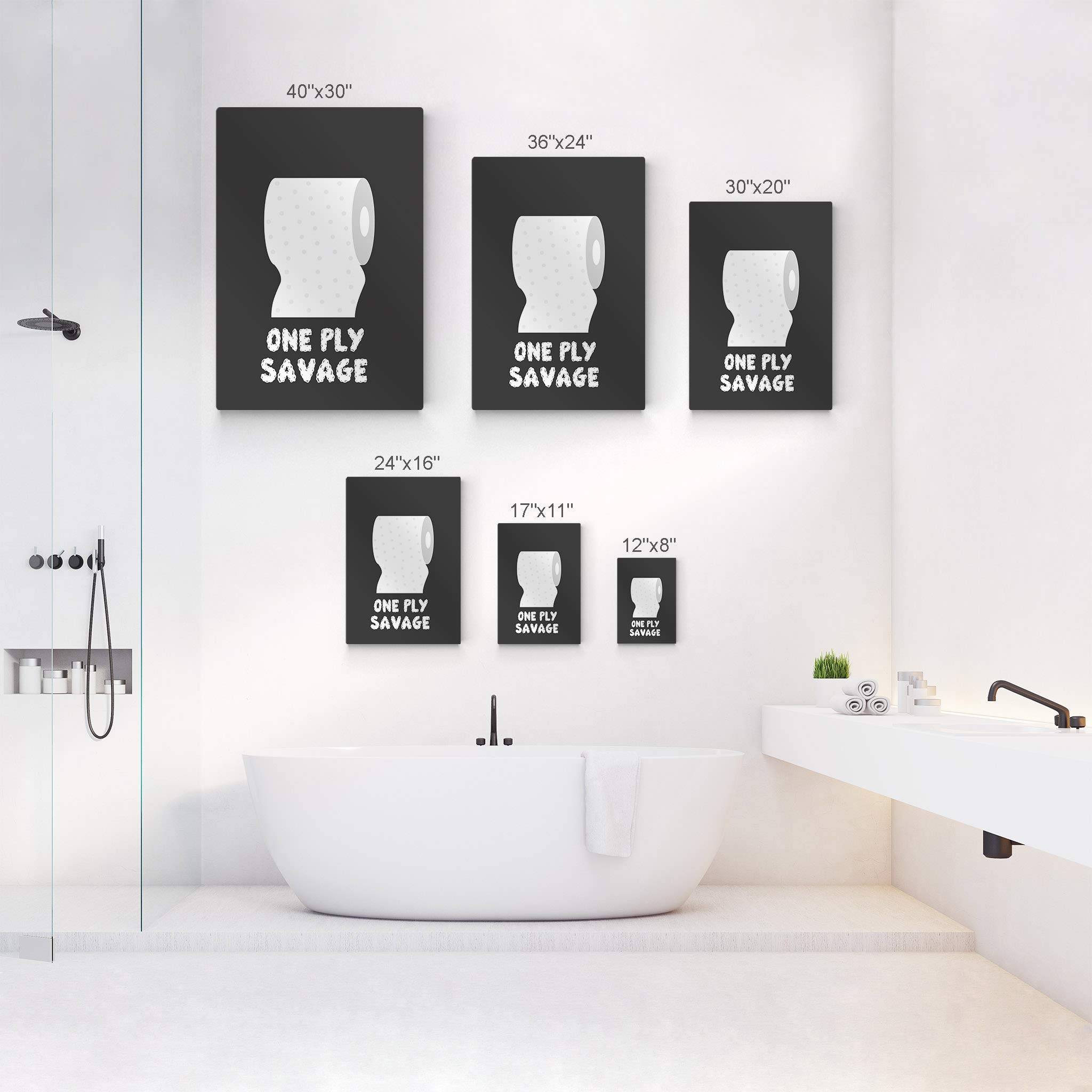 Funny Bathroom Wall Art - Smile Art Design One Ply Savage Toilet Paper Quote Metal Print - 36x24 Inch Ready to Hang Bathroom Decor - Made in USA - Perfect for Powder Rooms, Guest Bathrooms & Home Humor Decor