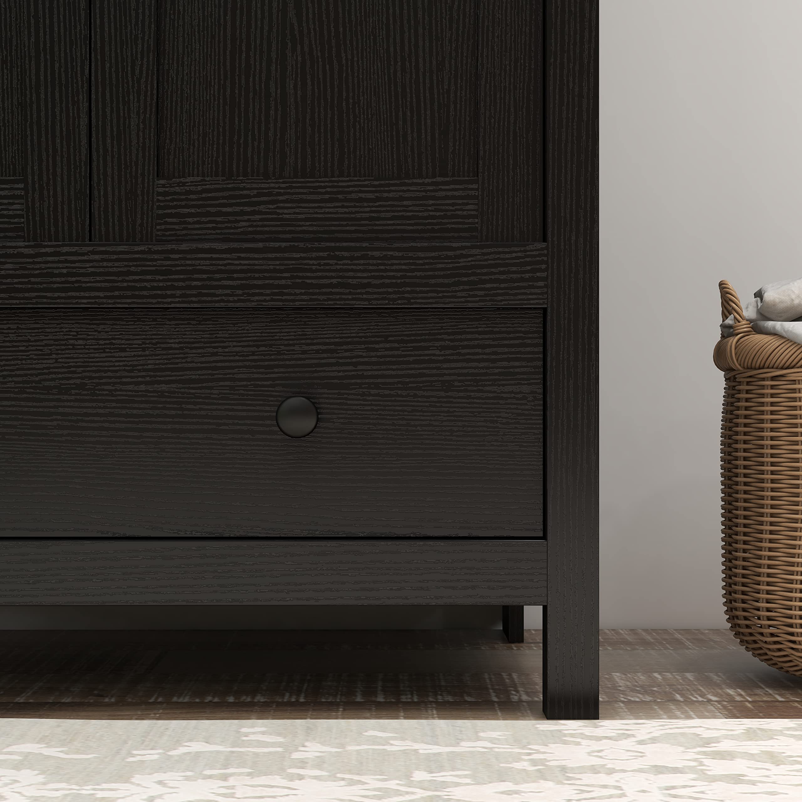 Panana 2 Door Wardrobe Closet with Drawer - Black Wooden Armoire for Bedroom Storage | Perfect for Organizing Clothes, Shoes & Accessories in Master Bedroom, Guest Room or Dorm