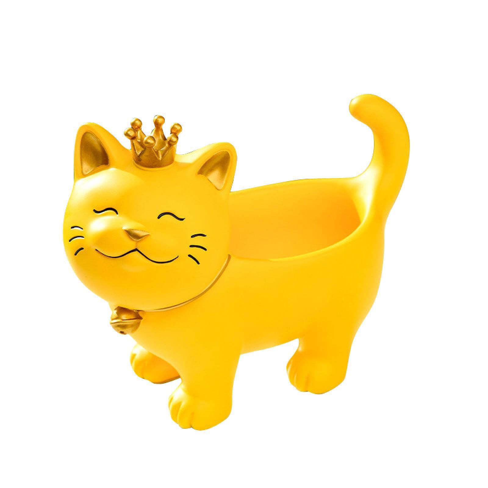 ZSQZJJ Resin Nordic Lucky Cat Storage Box - Modern Home Decor Sculpture, Creative Gift & Desktop Decoration for Living Room, Office, Bedroom | Feng Shui Lucky Charm & Jewelry Organizer