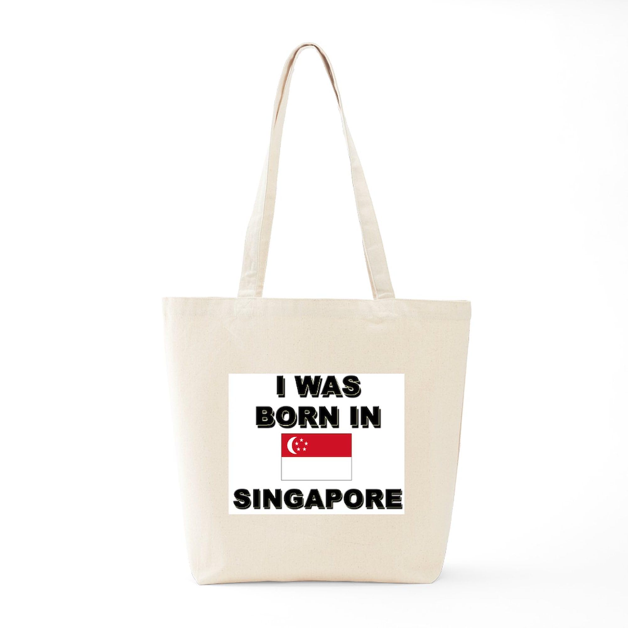 Singapore Flag Tote Bag - Natural Canvas Reusable Shopping Bag for Groceries, Beach & Travel
